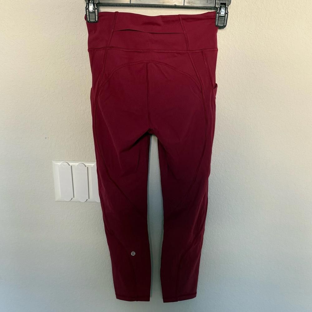 Lululemon Lululemon Time To Sweat Crop Legging Star Ruby Berry Pink 6 Size 28" / US 6 / IT 42 - 6 Thumbnail