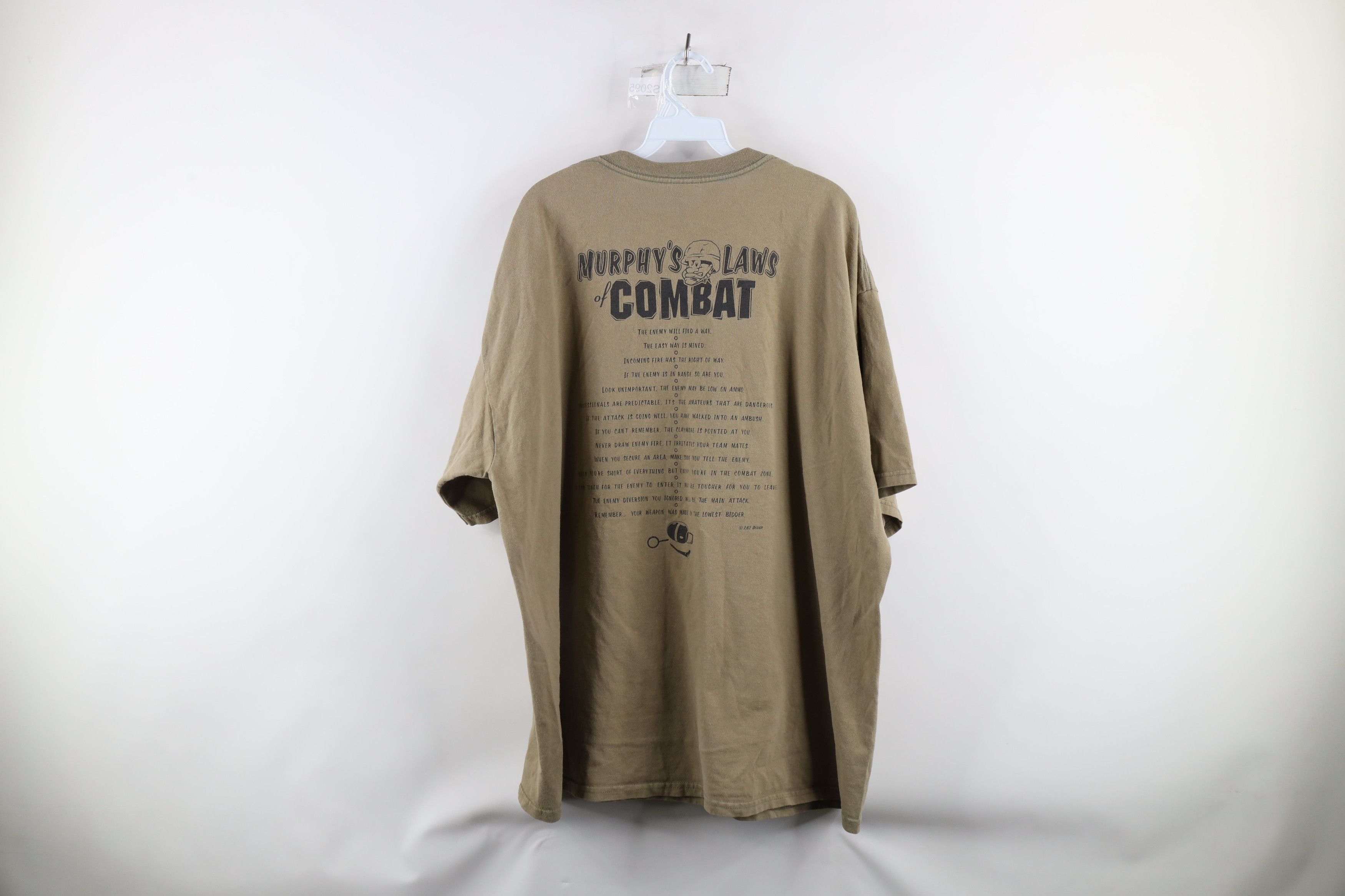 Vintage Vintage Military Murphys Laws of Combat T-Shirt Drab Green Size US XXL / EU 58 / 5 - 12 Thumbnail