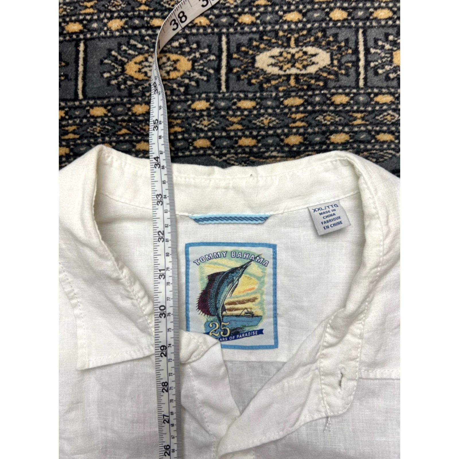 Tommy Bahama VINTAGE Tommy Bahama Long Sleeve Shirt 2XL White Linen Button-Up 25 Years of Paradise Mens Size US XXL / EU 58 / 5 - 7 Thumbnail