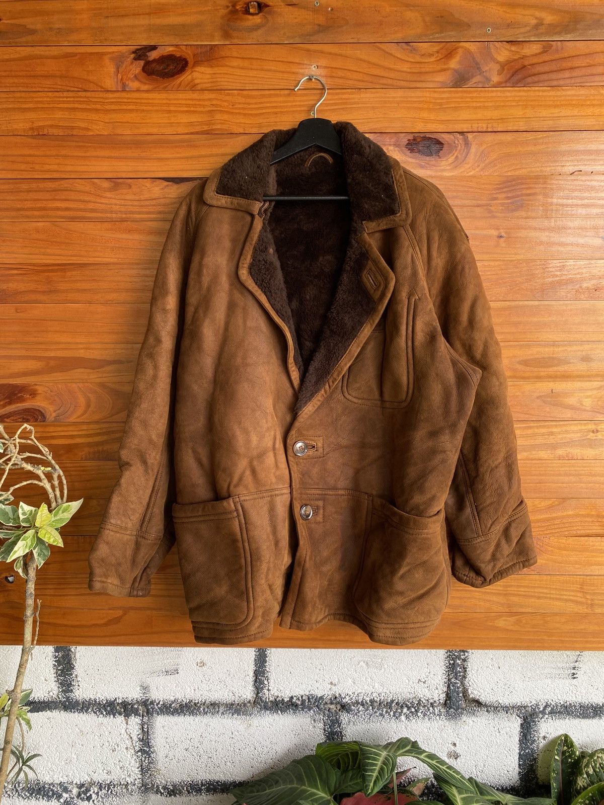 Vintage Vintage COLZER Shearling Suede Brown Leather Winter Coat Size US L / EU 52-54 / 3 - 3 Thumbnail