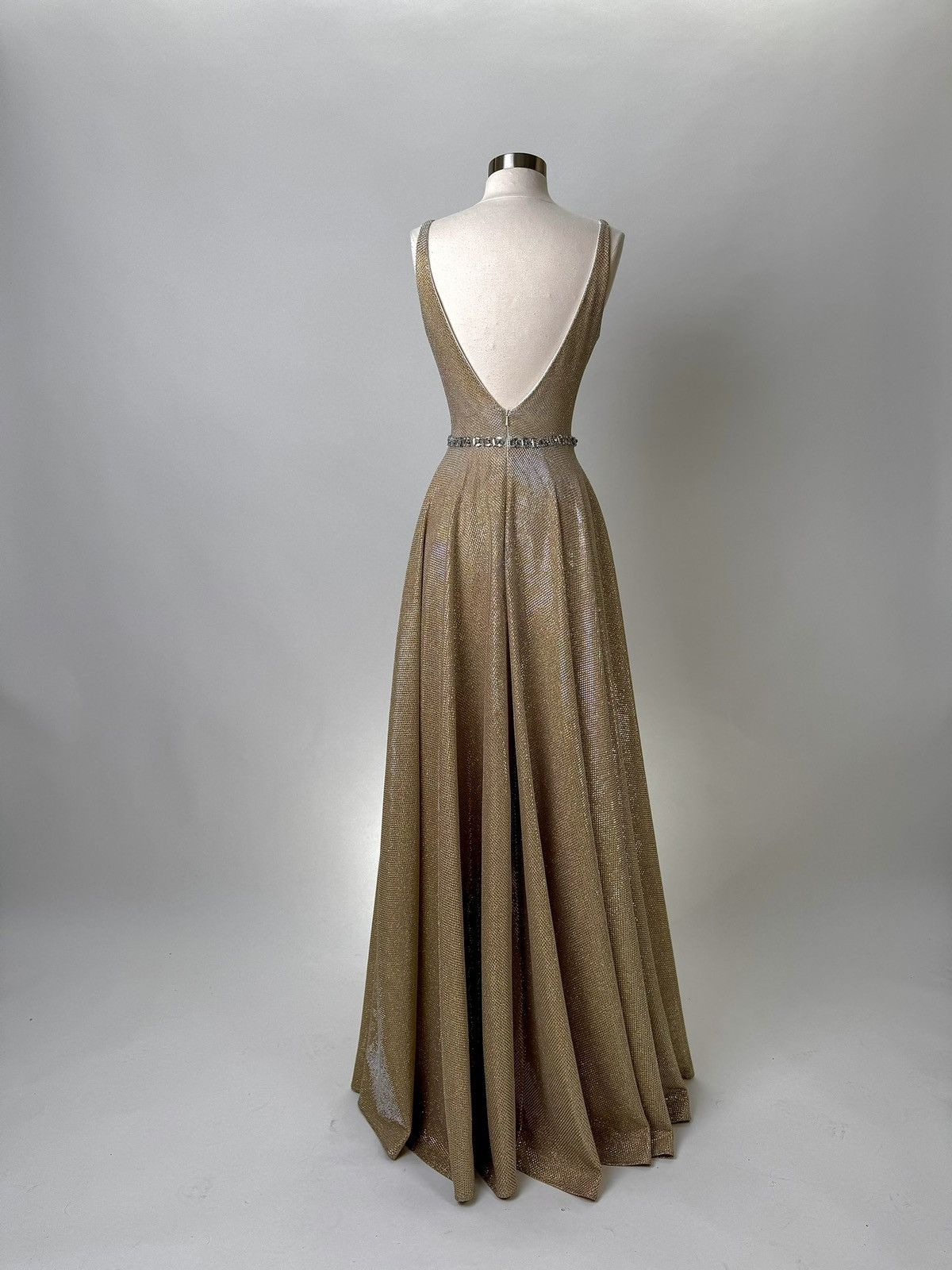 Other Brand New US 10 Jovani Gold Maxi Evening Dress Size L / US 10 / IT 46 - 9 Thumbnail