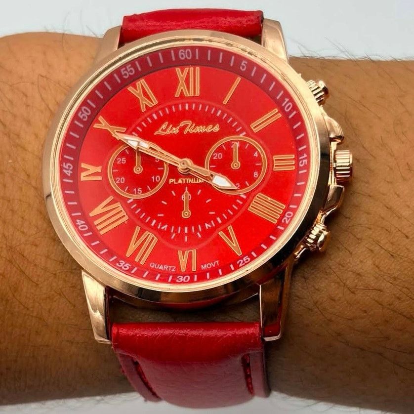 Other Rose Gold & Red Lin Times Men’s Watch Size ONE SIZE - 1 Thumbnail