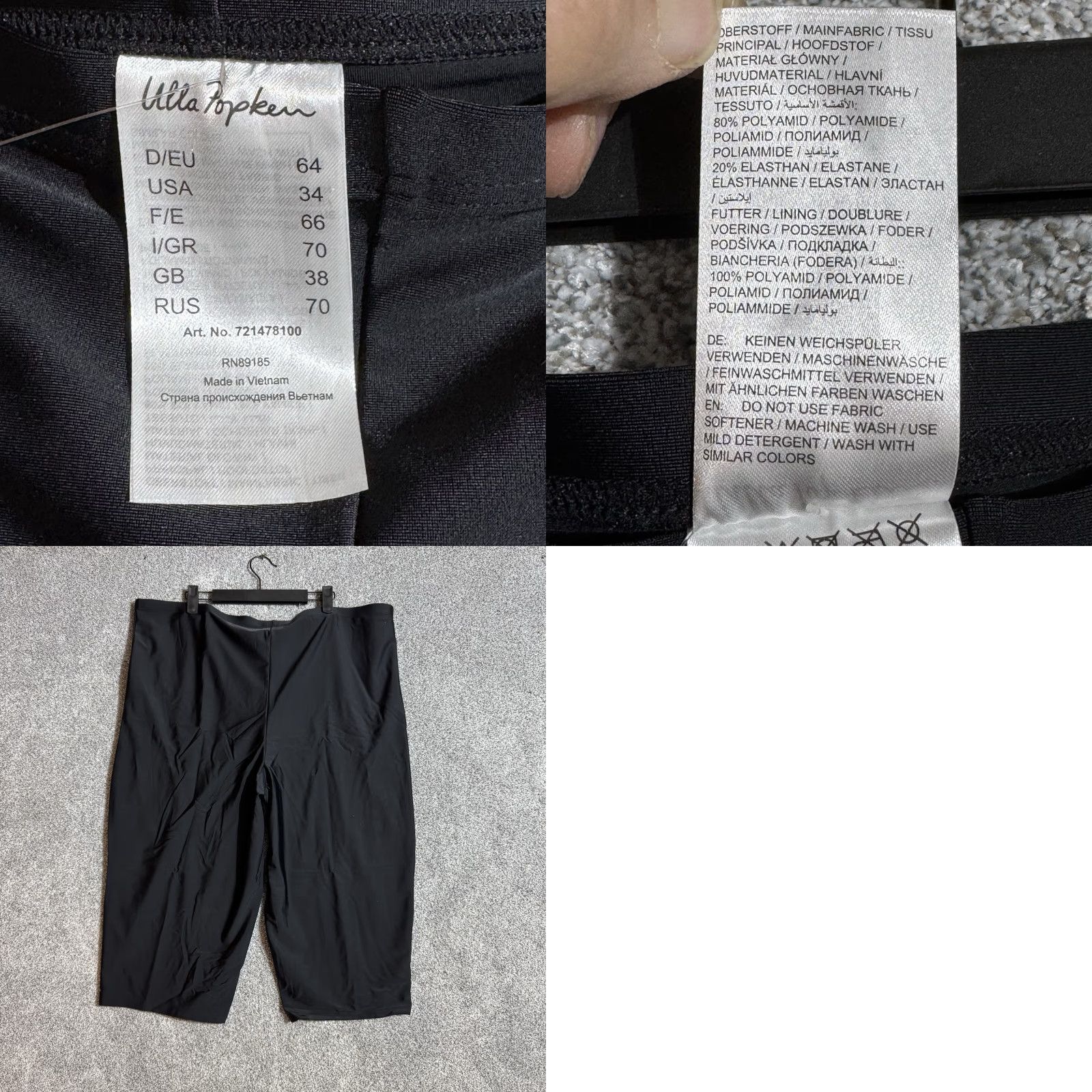 Vintage Ulla Popken Bottom Womens 34 Black Modest Swim Pool Beach Gorpcore 2010s Size 24" / US 00 / IT 34 - 9 Thumbnail
