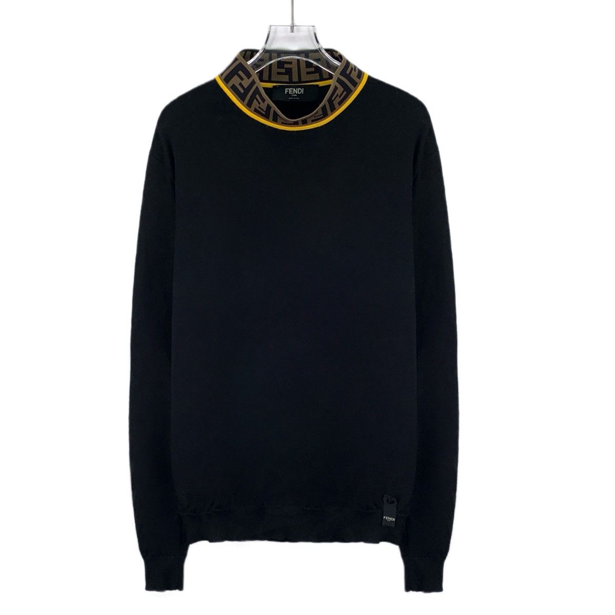 Fendi Fendi Black Panel Stand Collar Wool Knit Sweater K26WX Size L / US 10 / IT 46 - 1 Thumbnail