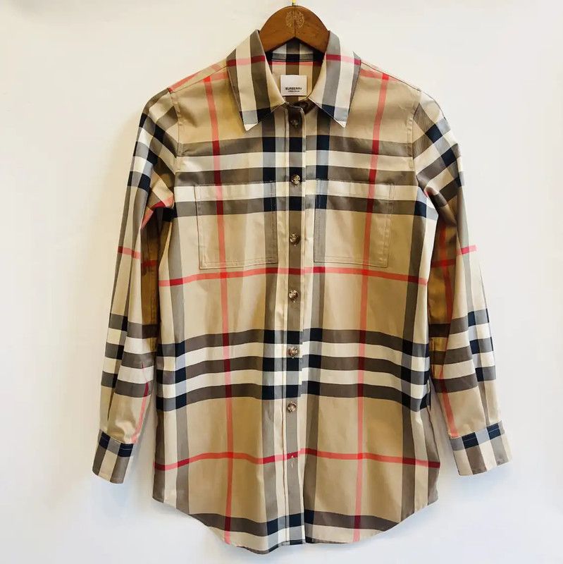 Burberry Burberry Khaki Cotton Long Sleeve Shirt Size S / US 4 / IT 40 - 1 Thumbnail