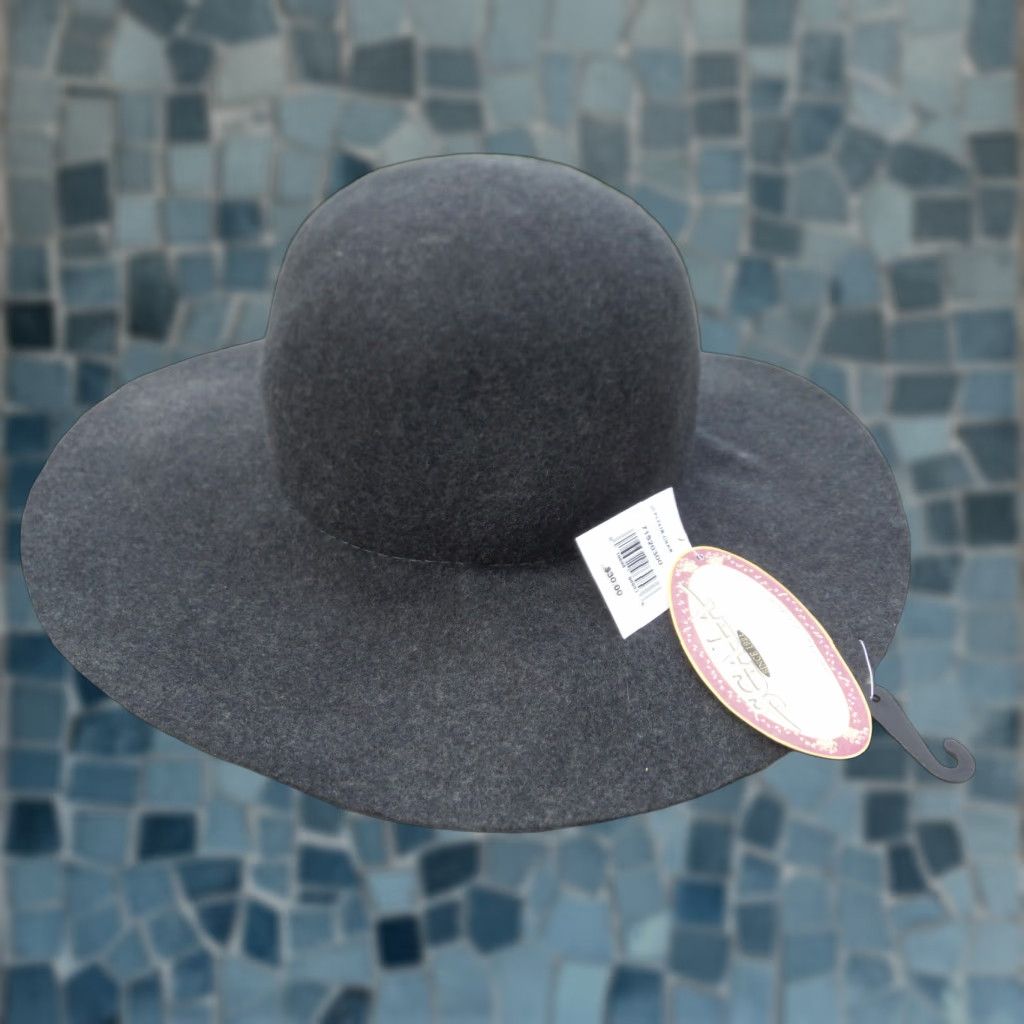 Vintage VINTAGE Scala Collezione Women's Wide Brim Wool Felt Floppy Hat One Size Gray Womens Fashion Accessories Size ONE SIZE - 1 Thumbnail