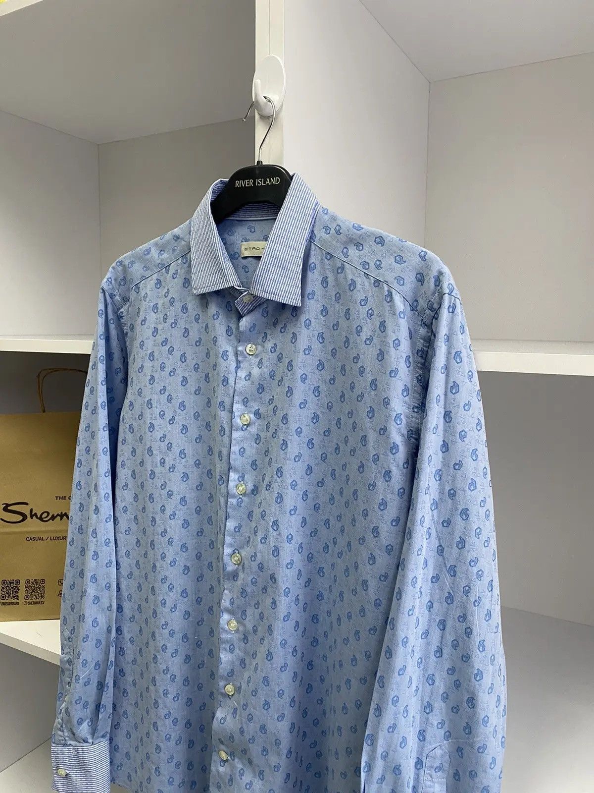Designer × Etro × Vintage Vintage Etro Blue Luxury Denim Shirt Size US M / EU 48-50 / 2 - 7 Thumbnail