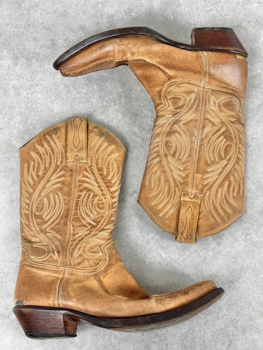 Roberto Cavalli AW2005 Roberto Cavalli Beige Leather Western Boots Size US 8 / IT 38 - 2 Thumbnail