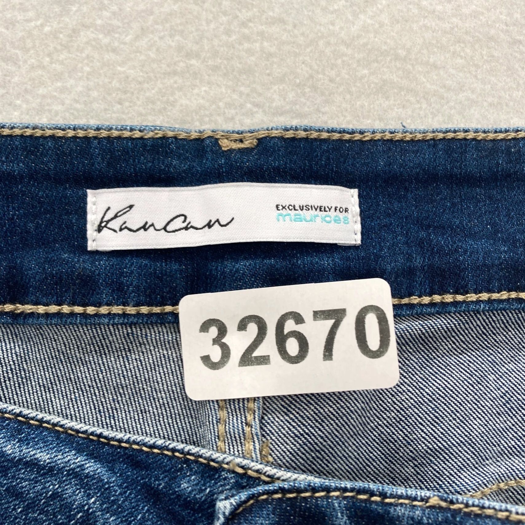 Vintage KanCan Jeans Women's Plus 20 Skinny Dark Leopard Backed Destructed 5-Pocket Denim NWT Blue Dark 29 In Inseam Slim High Rise, NWT Size 42" / US 20 - 5 Thumbnail