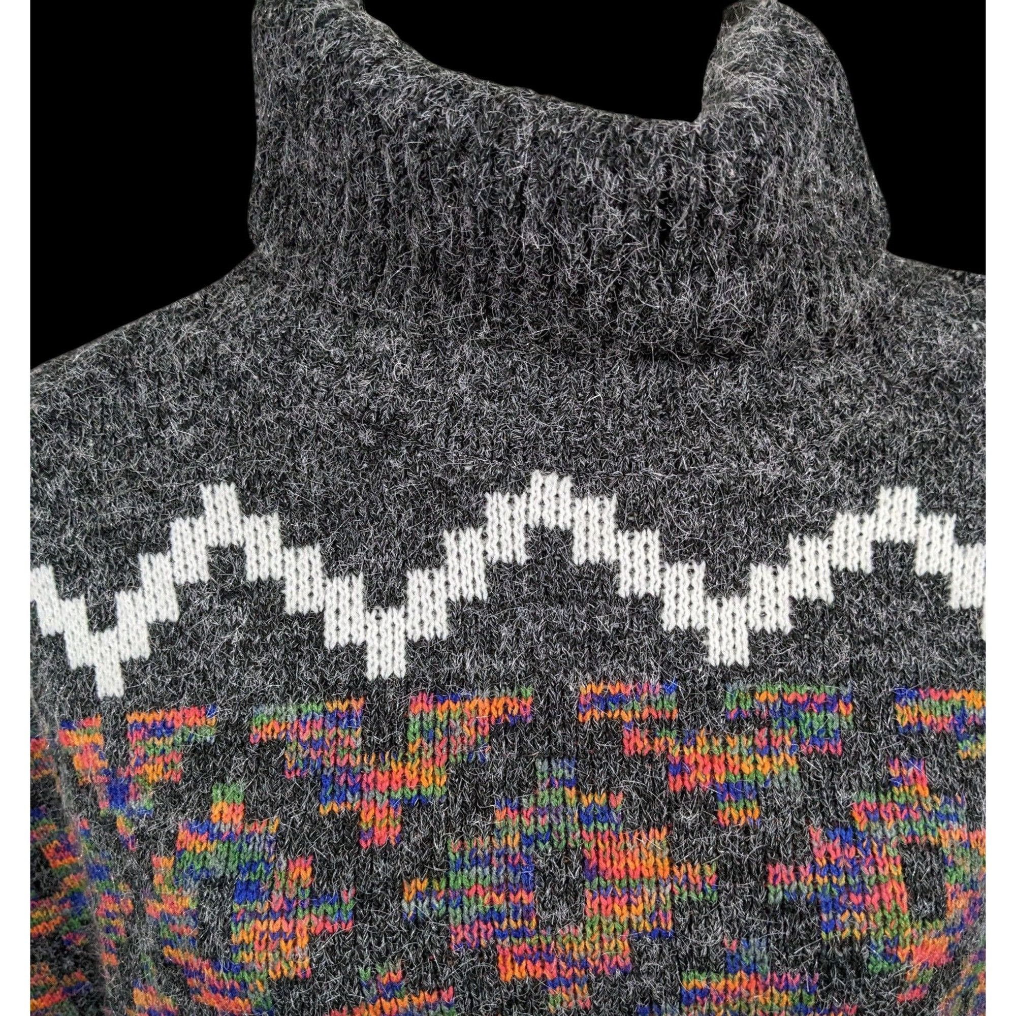 Other Modena Grey And Rainbow Geometric Cowl Neck Fringe Poncho Size ONE SIZE - 5 Thumbnail
