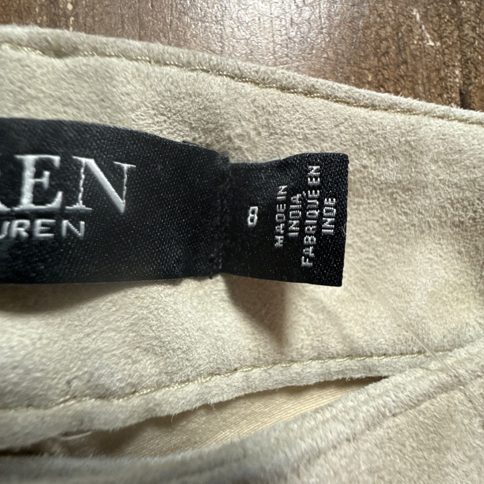 Lauren Ralph Lauren Lauren Ralph Pale Parchment High Rise Straight Leg Suede Size 30" / US 8 / IT 44 - 6 Thumbnail
