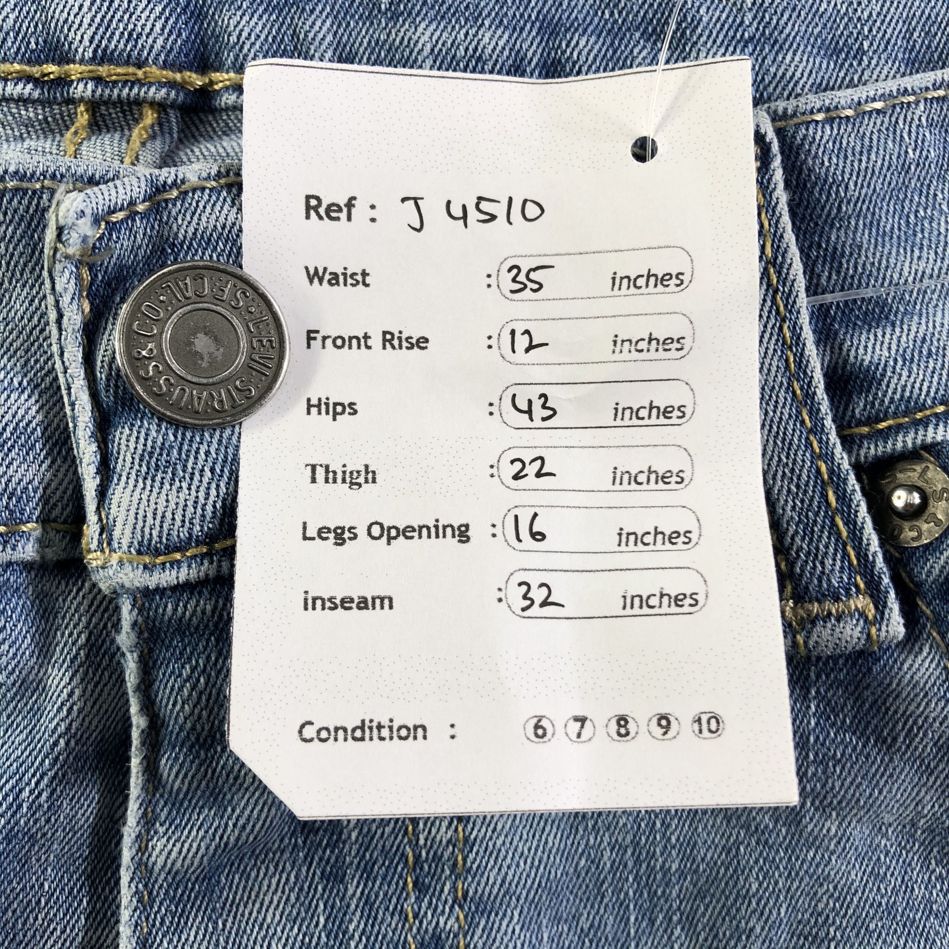 Levi's Vintage Blue Wash Levis 505 Jeans-J4510 Size US 35 - 10 Thumbnail