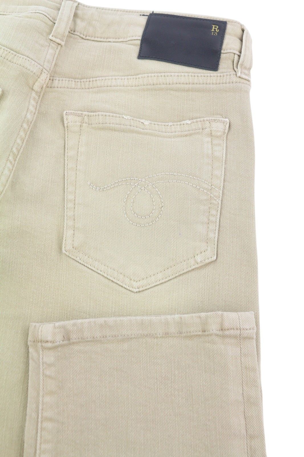 R13 BOY STRAIGHT 24 Khaki Stretch Washed Cropped 86265 Size 24" / US 00 / IT 34 - 6 Thumbnail