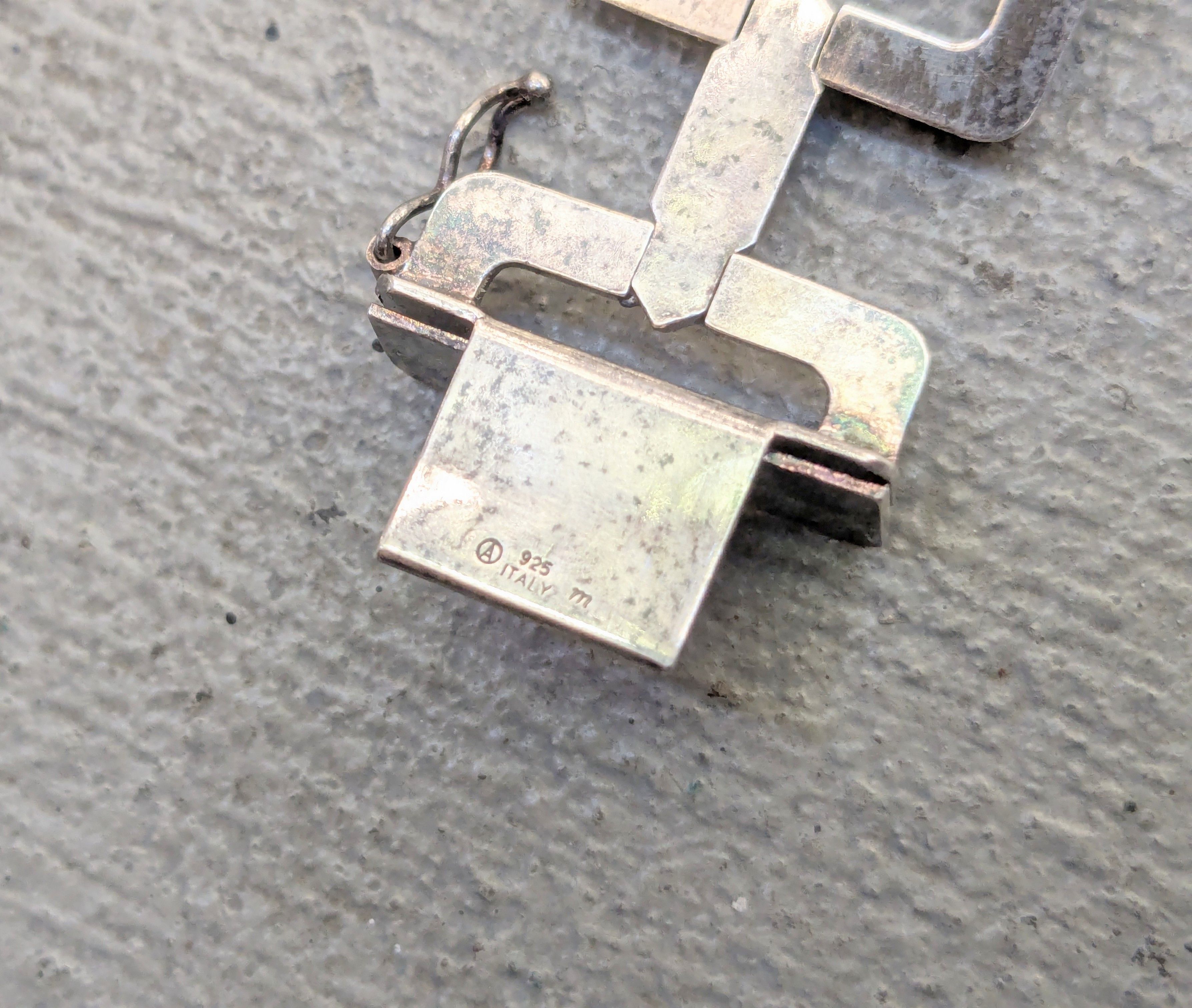 Vintage Vintage Sterling Silver Bracelet Rectangle Two Tone Italy Size ONE SIZE - 11 Thumbnail