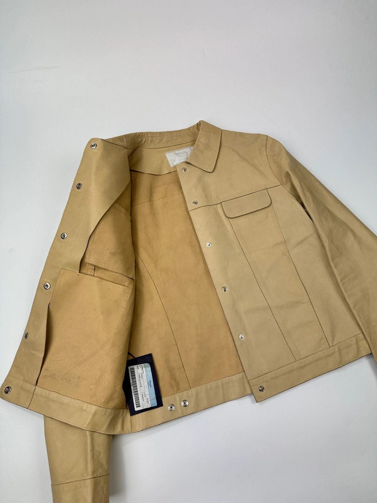 Prada Prada Milano SS99 Beige Leather CalfSkin Snap Buttons Jacket Size M / US 6-8 / IT 42-44 - 12 Thumbnail