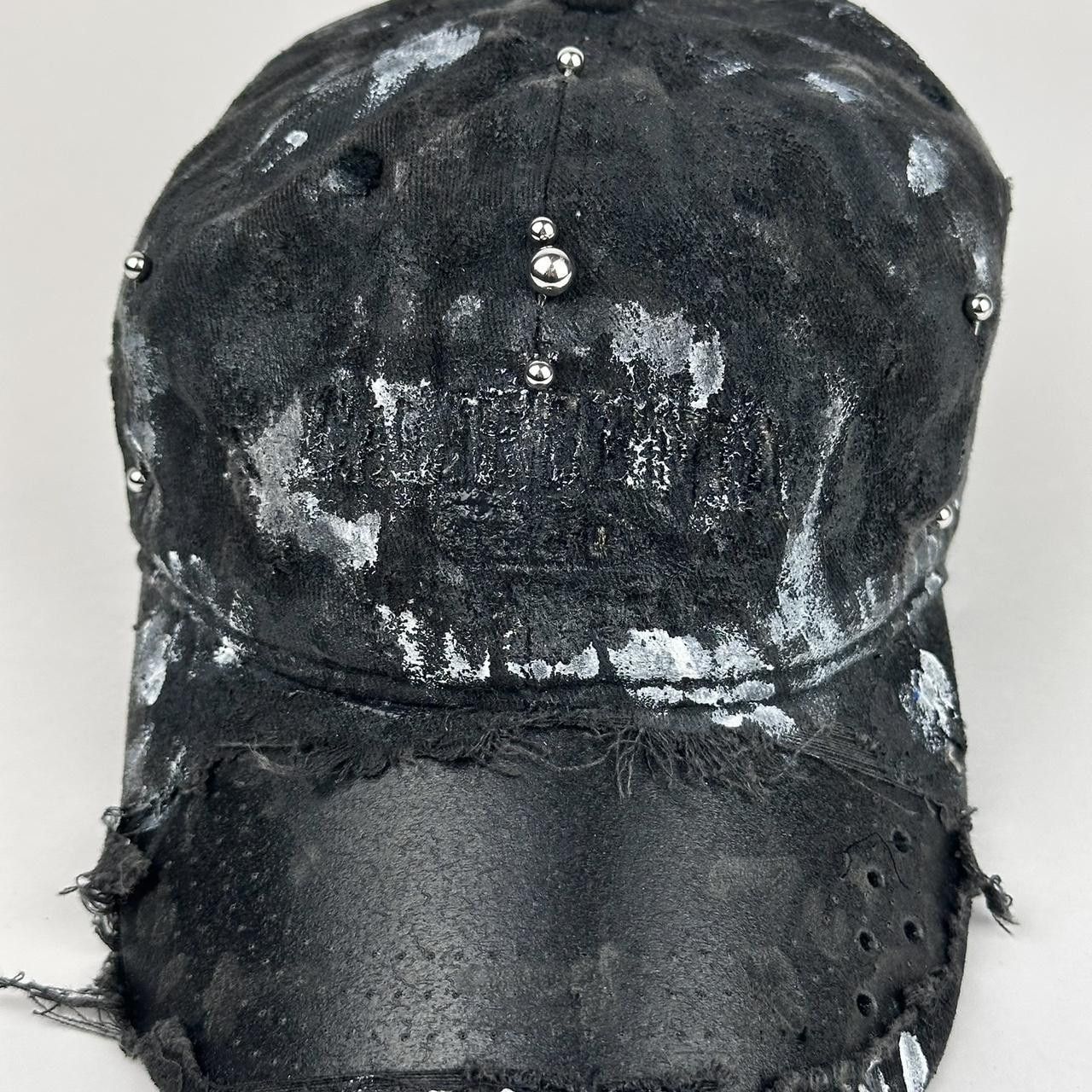 Other ASTROBOI* 'Cali' Black Painted Pierced Distressed Hat Size ONE SIZE - 2 Thumbnail
