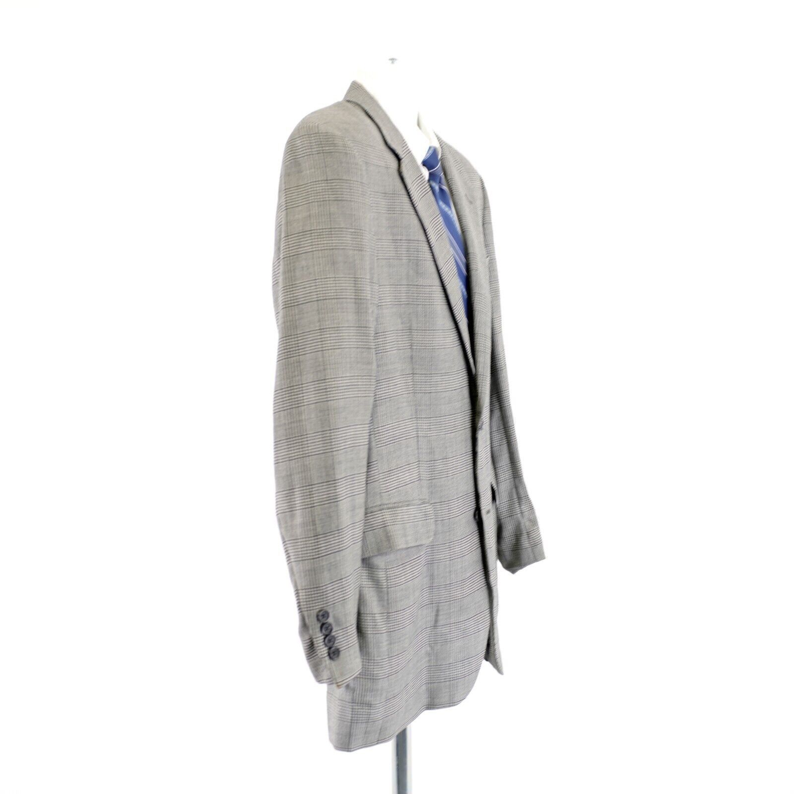 Jos. A. Bank Jos A Bank Silk Wool Gray Glen Plaid 42L Sport Coat / Blazer Size 42L - 7 Thumbnail