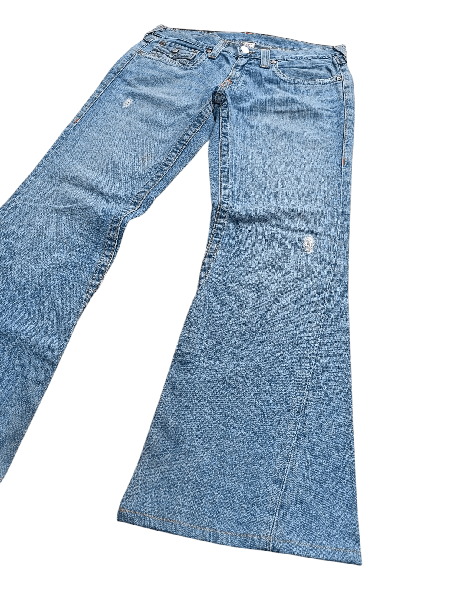 True Religion × Vintage True Religion Joey Flare Distressed Jeans Size US 34 / EU 50 - 2 Thumbnail