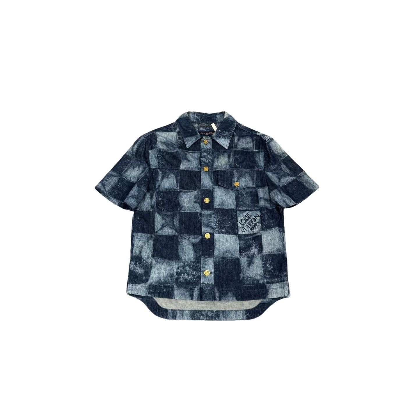 Louis Vuitton Louis Vuitton Damier Denim Short Sleeve Shirt XS Size US XS / EU 42 / 0 - 1 Thumbnail
