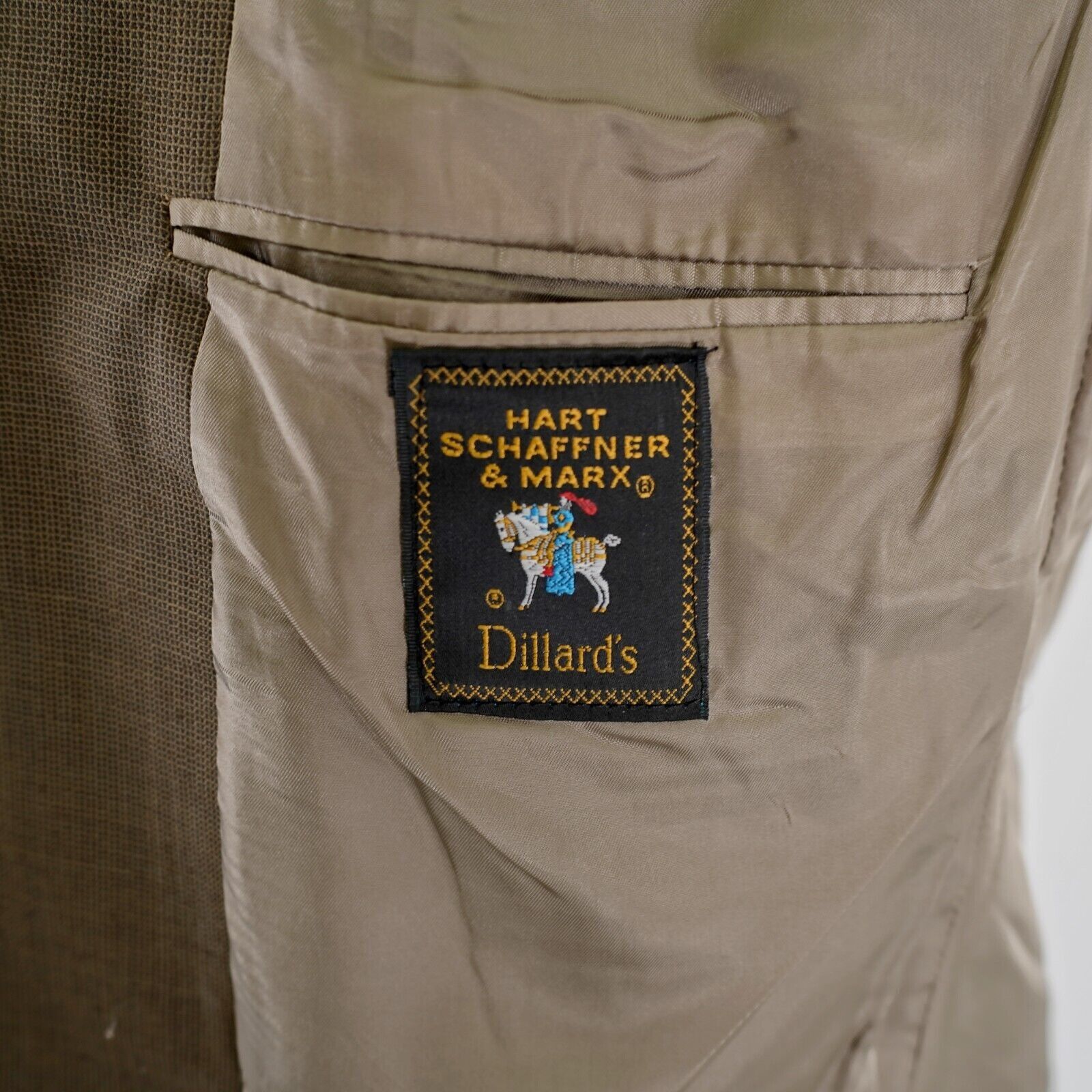 Hart Schaffner Marx DAMAGED Hart Schaffner Marx Wool Brown Check 46L 3 Button Bl Size 46L - 9 Thumbnail