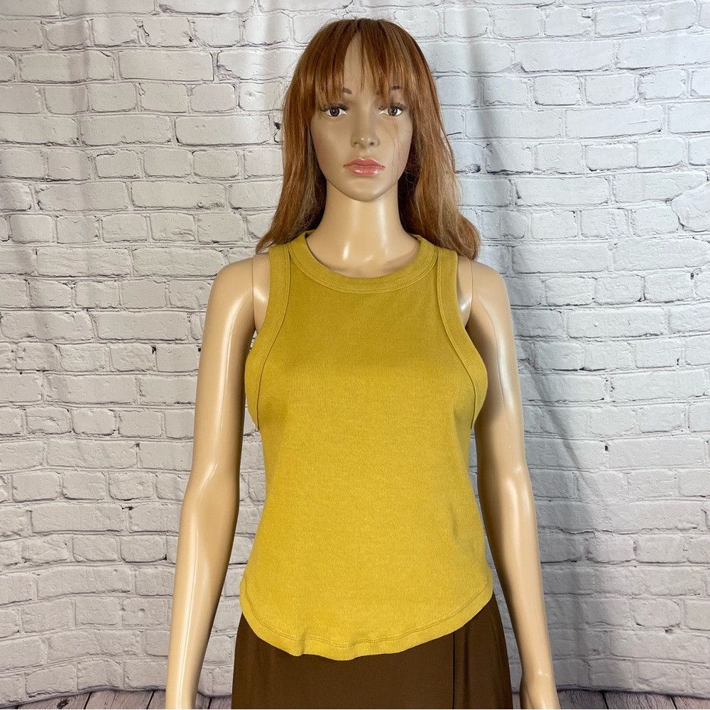 Free People New Free People FP Movement Mustard Cotton Open Air Tank To Size L / US 10 / IT 46 - 3 Thumbnail