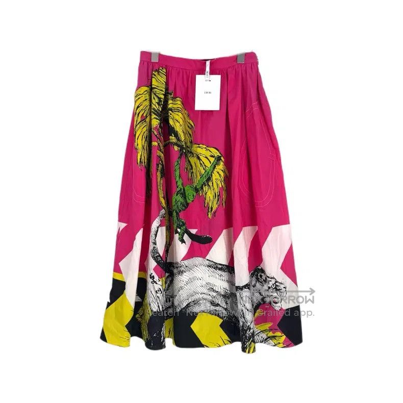 Dior Dior Rose-red holiday-style skirt Size 42" / US 20 - 1 Thumbnail