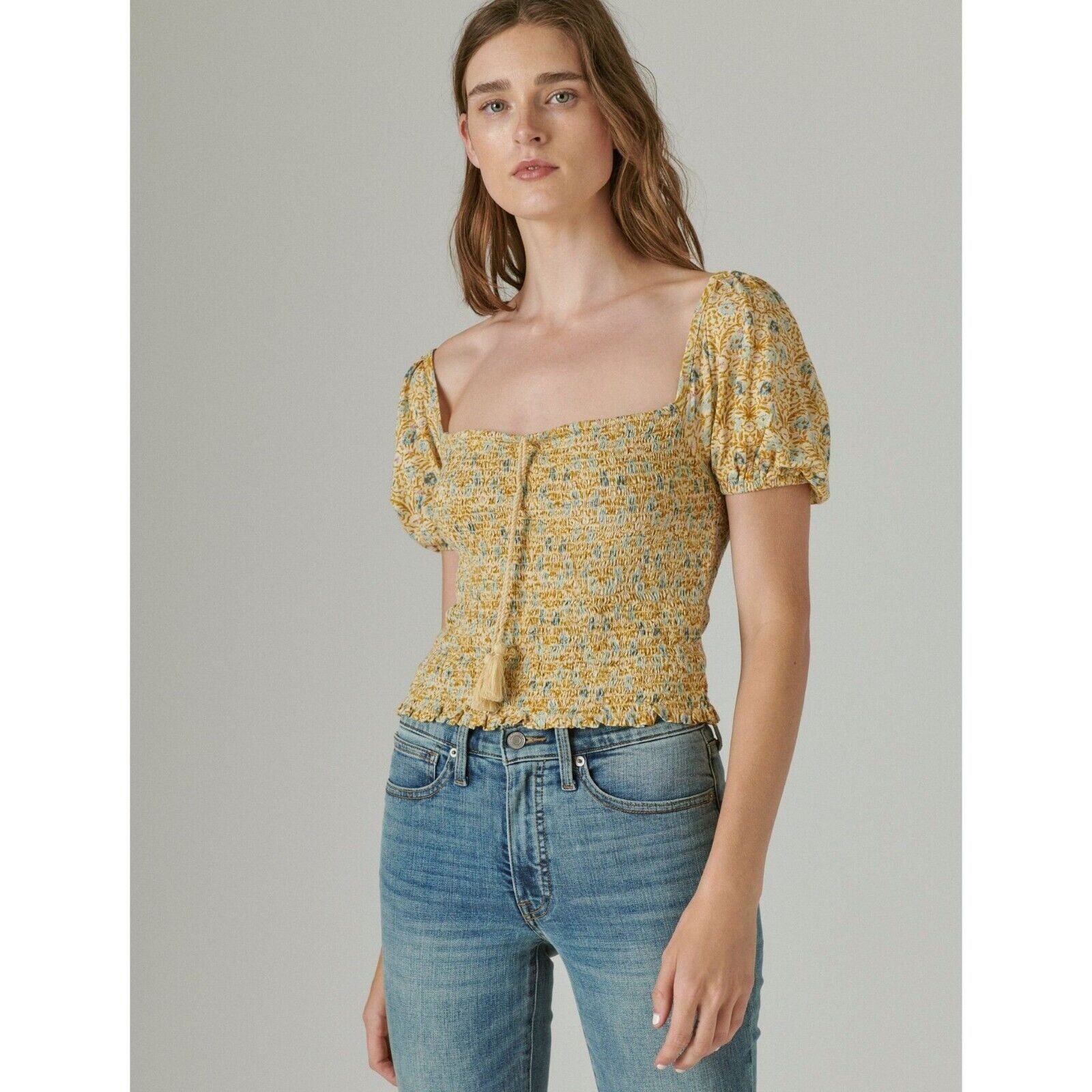 Lucky Brand Lucky Brand Women Cotton Floral Boho Smocked Blouse Size XL Size XL / US 12-14 / IT 48-50 - 1 Thumbnail