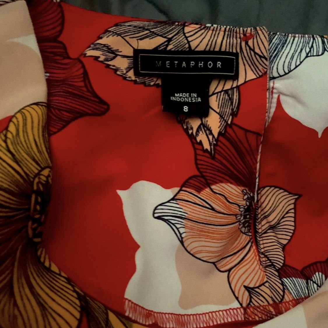 Designer Vibrant red mini dress with floral print. Size M / US 6-8 / IT 42-44 - 4 Thumbnail