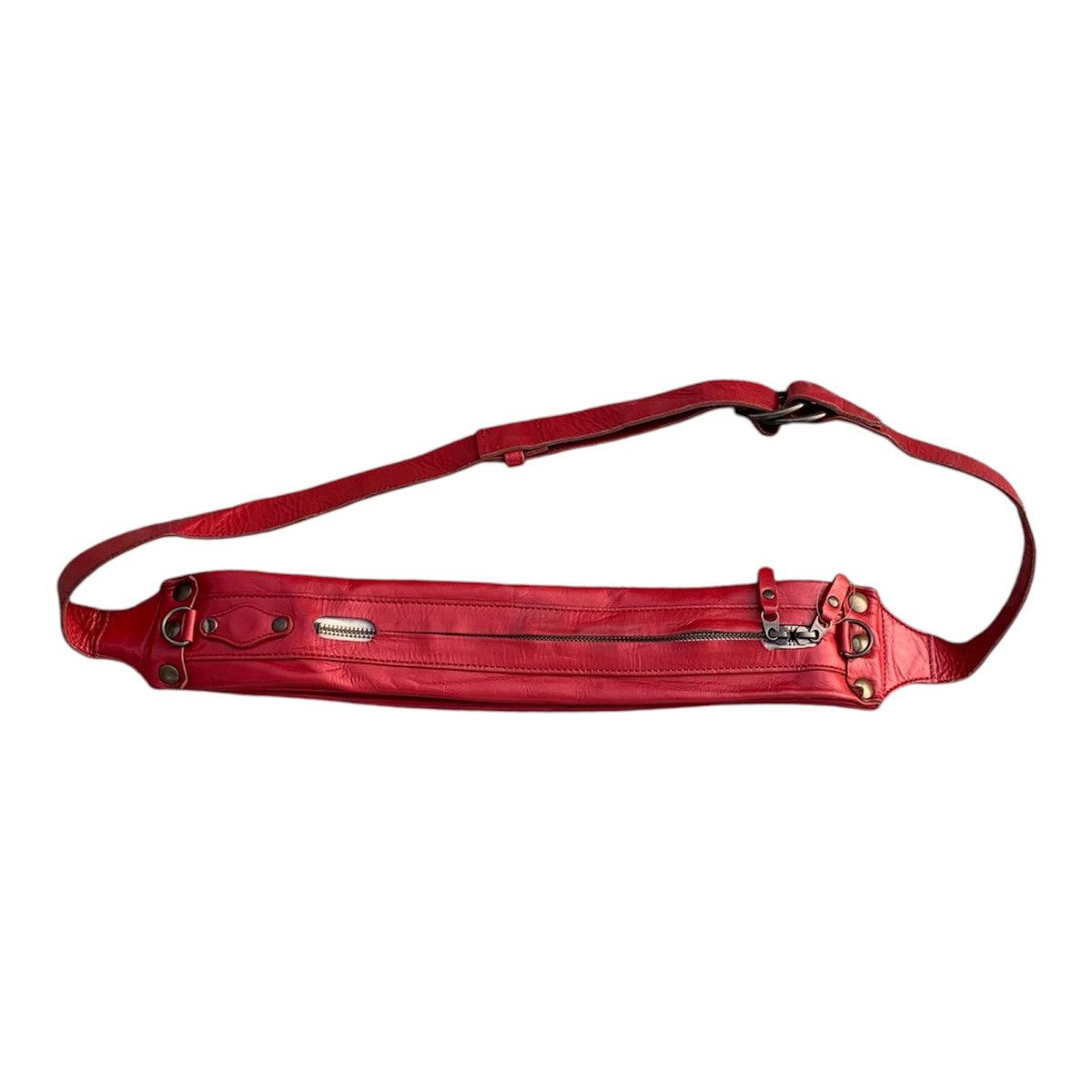 KMRii Vintage Red Leather Crossbody Shoulder Bag JPG Bag Style Size ONE SIZE - 2 Thumbnail