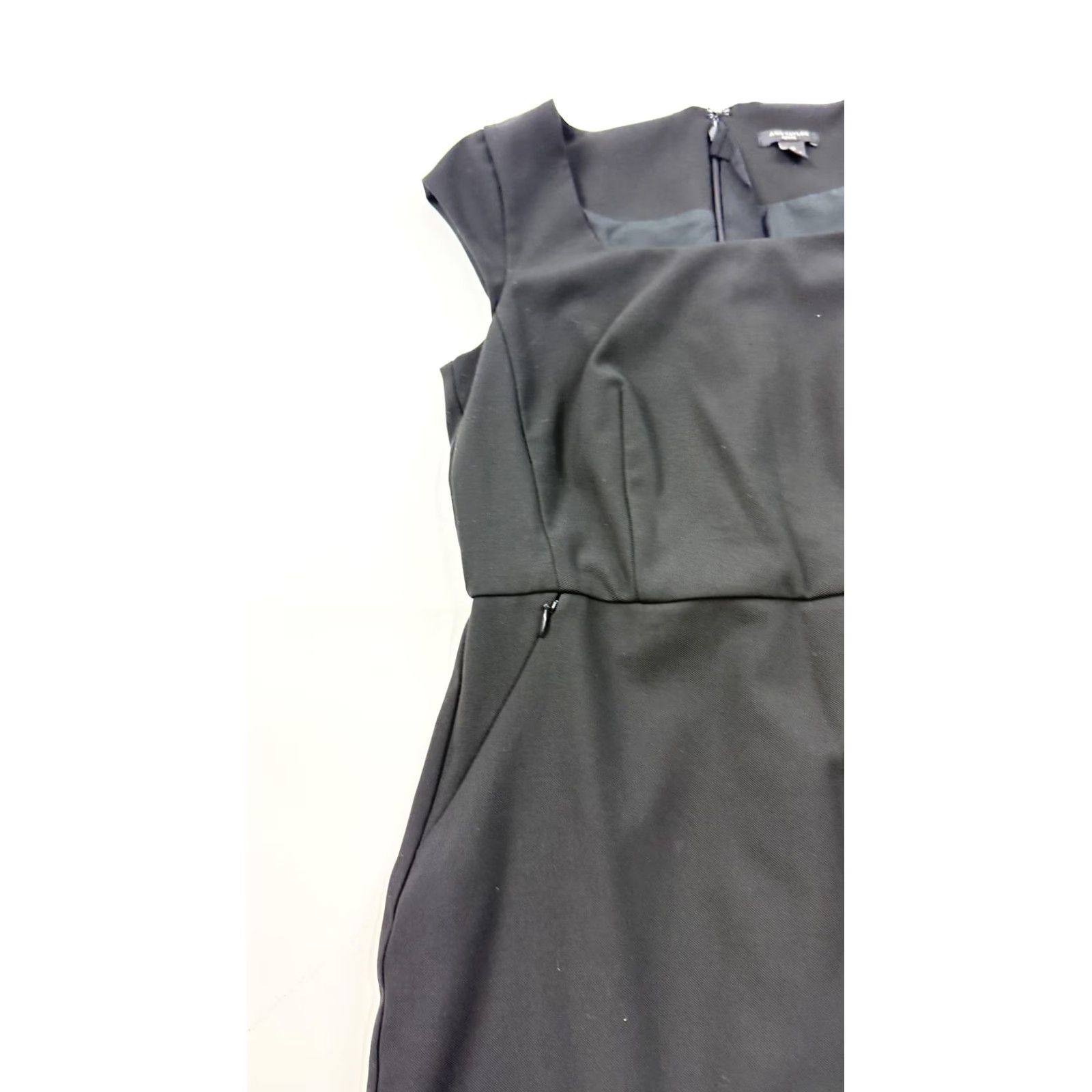 Ann Taylor Ann Taylor Dress Womens 2P Petite Black Cap Sleeve Square Neck Sheath Work LBD Size XS / US 0-2 / IT 36-38 - 3 Thumbnail