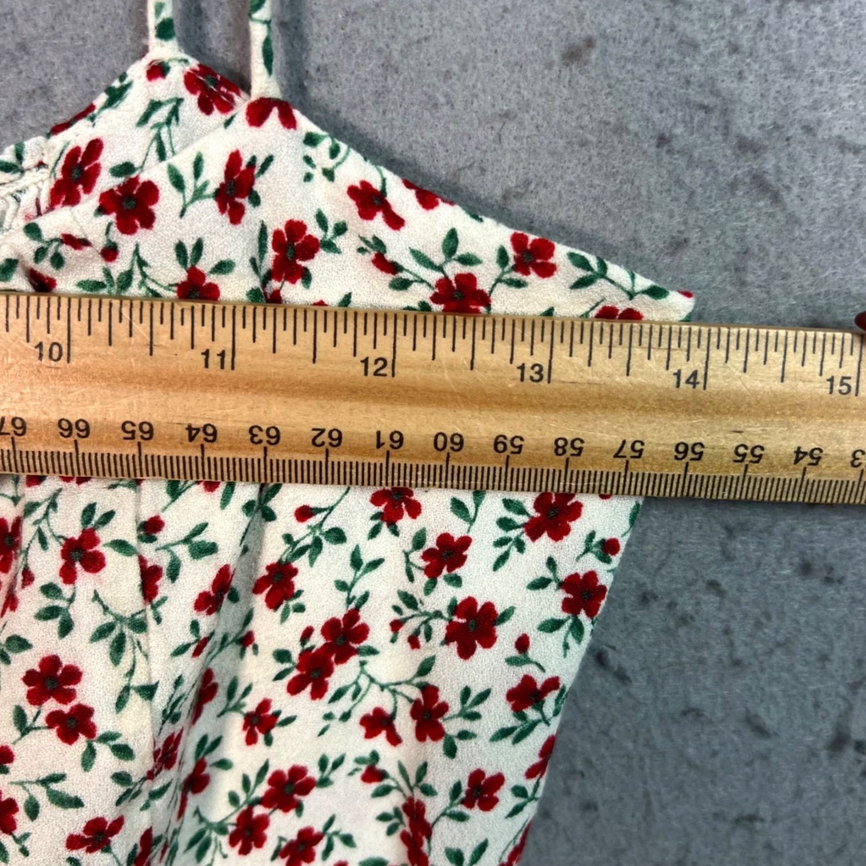Reformation Reformation Womens Top Cami Floral Print White & Red Sleeveless Smocked 10 Size L / US 10 / IT 46 - 6 Thumbnail