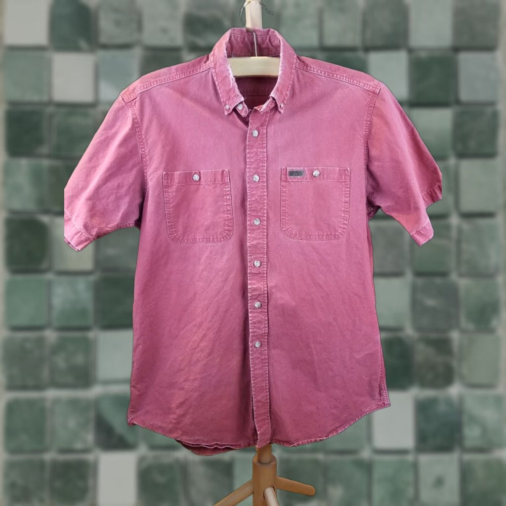 Carhartt Carhartt Button-Up Shirt Mens SZ Large Red Short Sleeve Vintage 90's Sun Faded Solid All Seasons Work Shirt Theme Anime Size US L / EU 52-54 / 3 - 1 Thumbnail