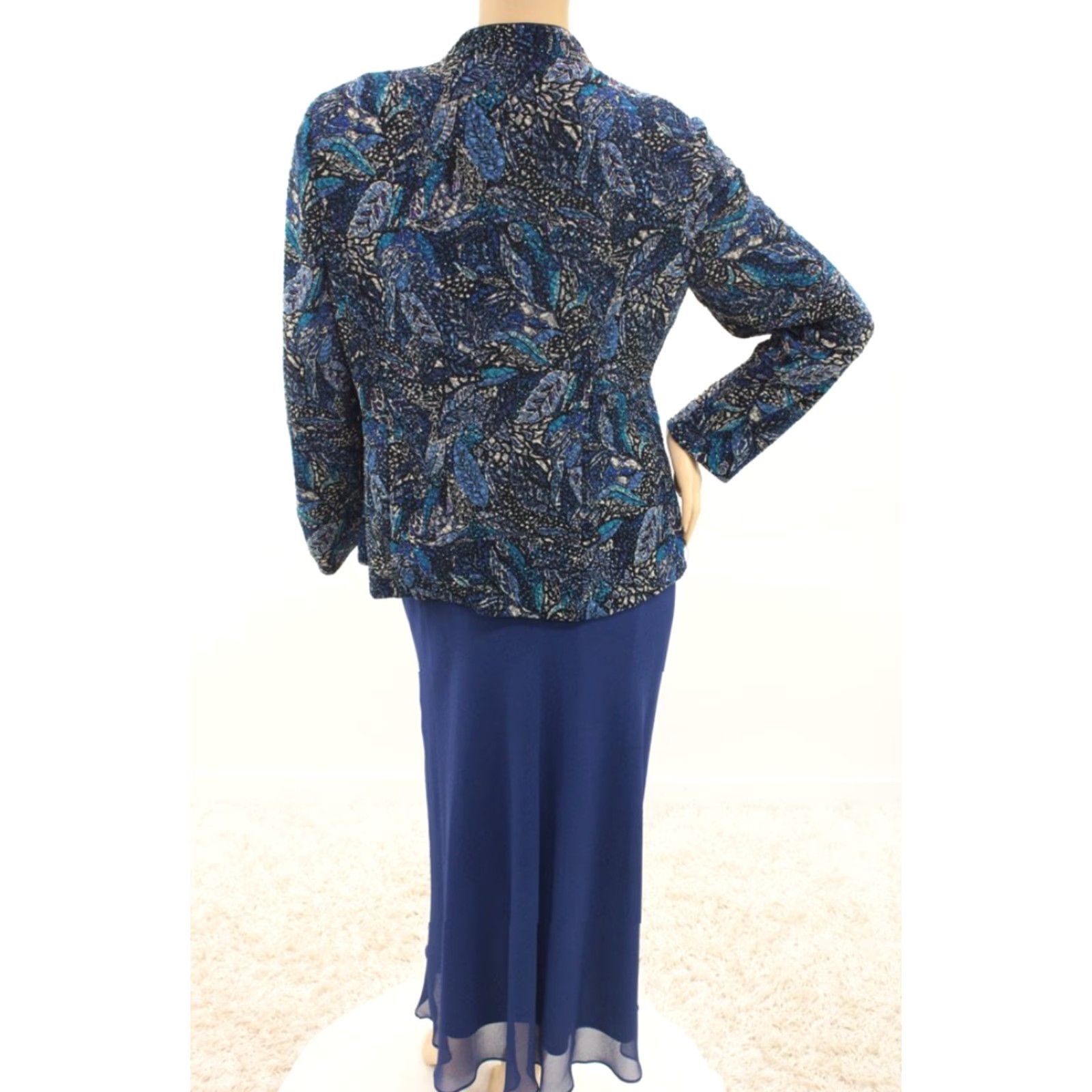 Alex Evenings VINTAGE Alex Evenings Skirt Suit Women's XL Blue Old Money Classic Glitter Sparkle Size 40" / US 18 - 4 Thumbnail