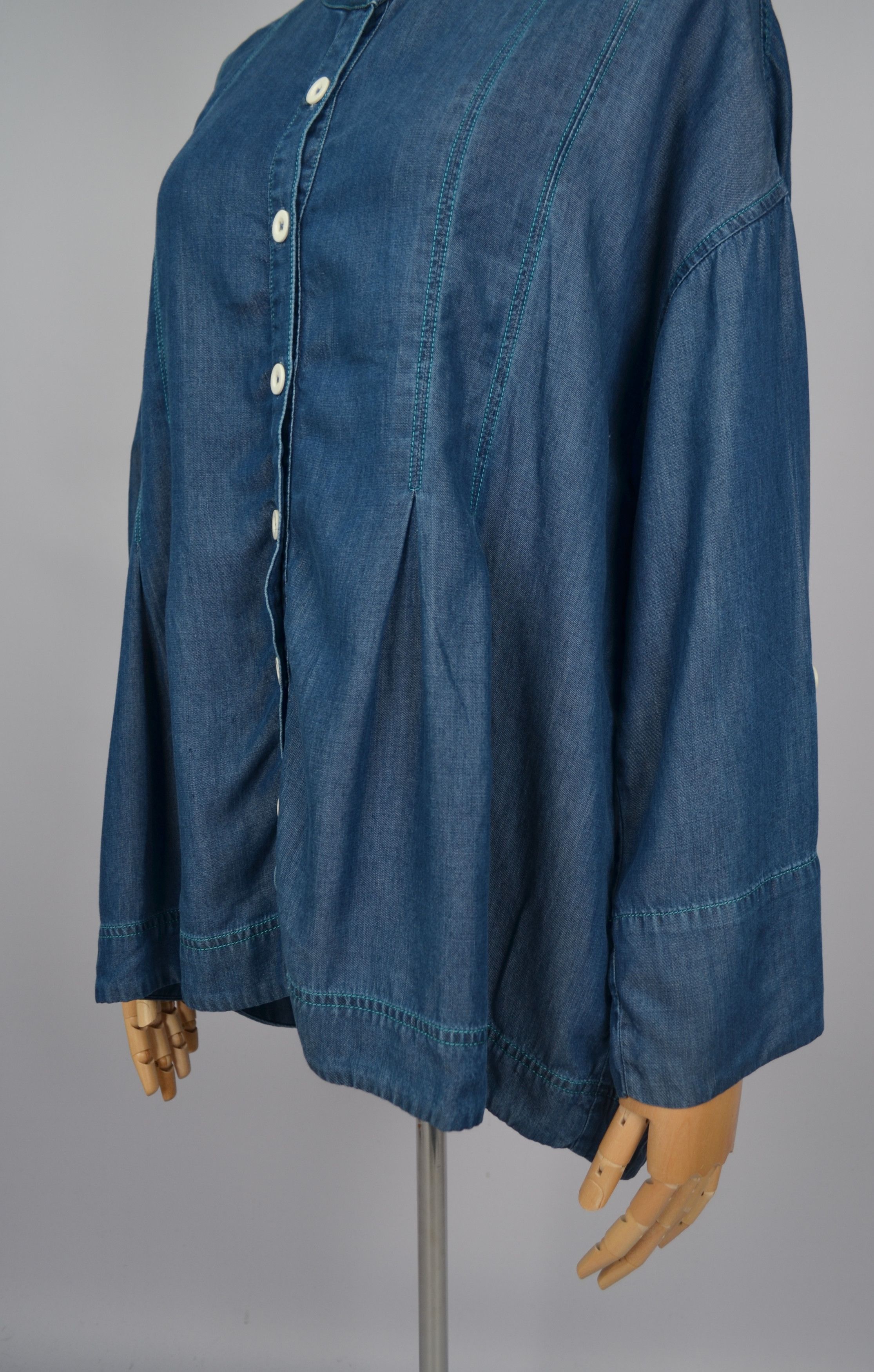 Designer × Sahara Club Sahara Tencell Lyocell Denim Blue Tunic Shirt S-M Oversize Size S / US 4 / IT 40 - 4 Thumbnail