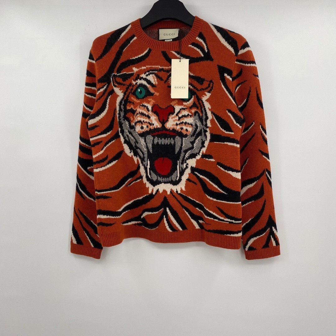 Gucci Gucci tiger head back letter knitted sweater Nextarrow-2412 Size US M / EU 48-50 / 2 - 1 Thumbnail