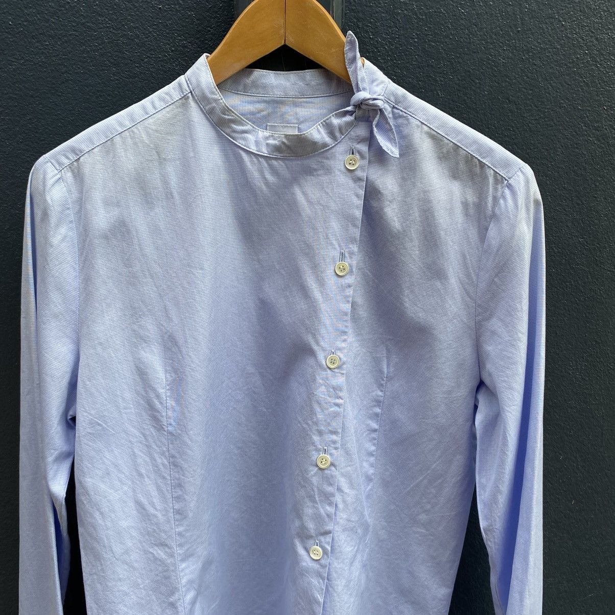 Issey Miyake I.S. Light Blue Asymmetrical Button-Up Blouse Size M / US 6-8 / IT 42-44 - 13 Thumbnail