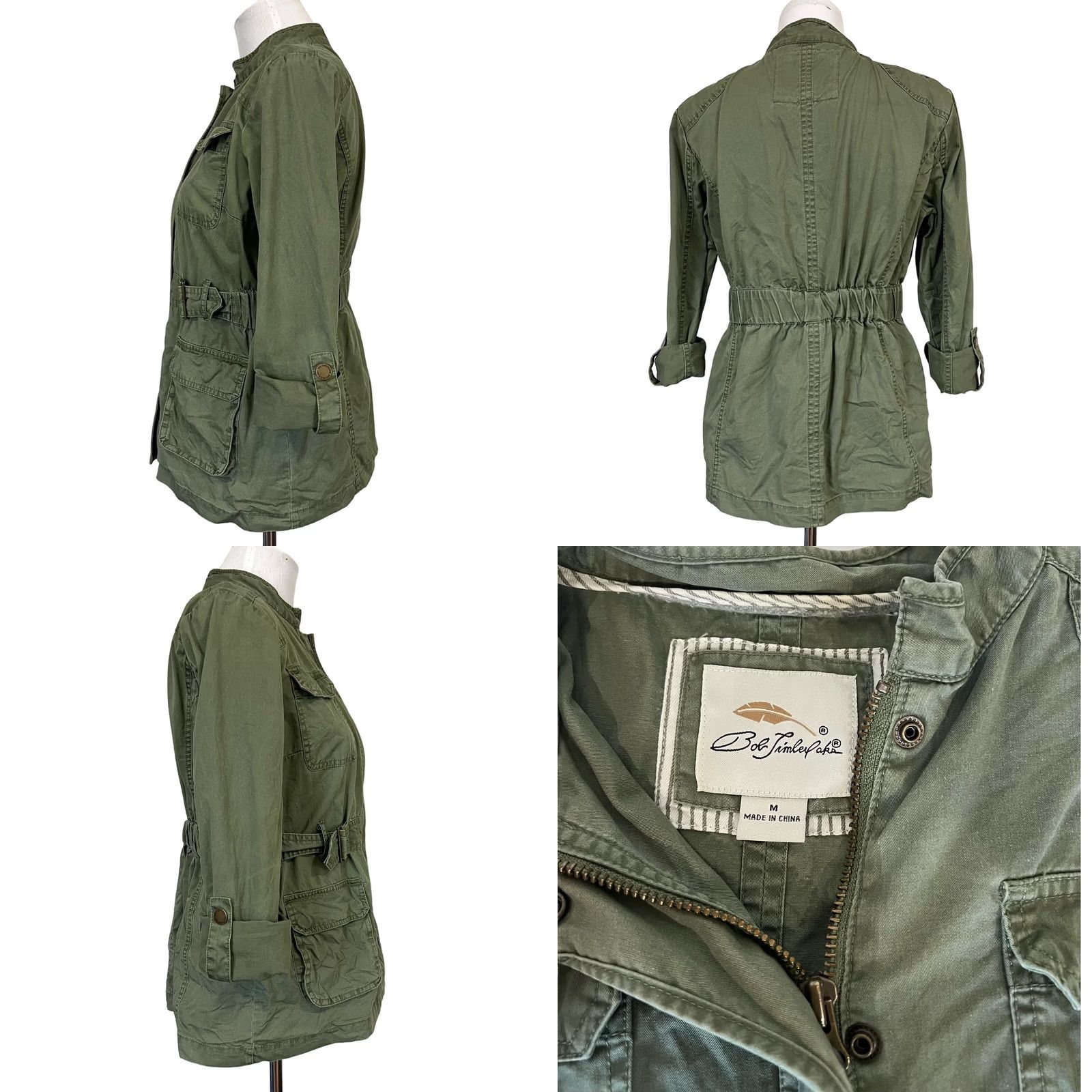 Vintage Bob Timberlake Women’s Field Jacket Green Zip Cotton Roll Tab Sleeves M Jacket Women Green Cotton Zip Snap M Size M / US 6-8 / IT 42-44 - 8 Thumbnail