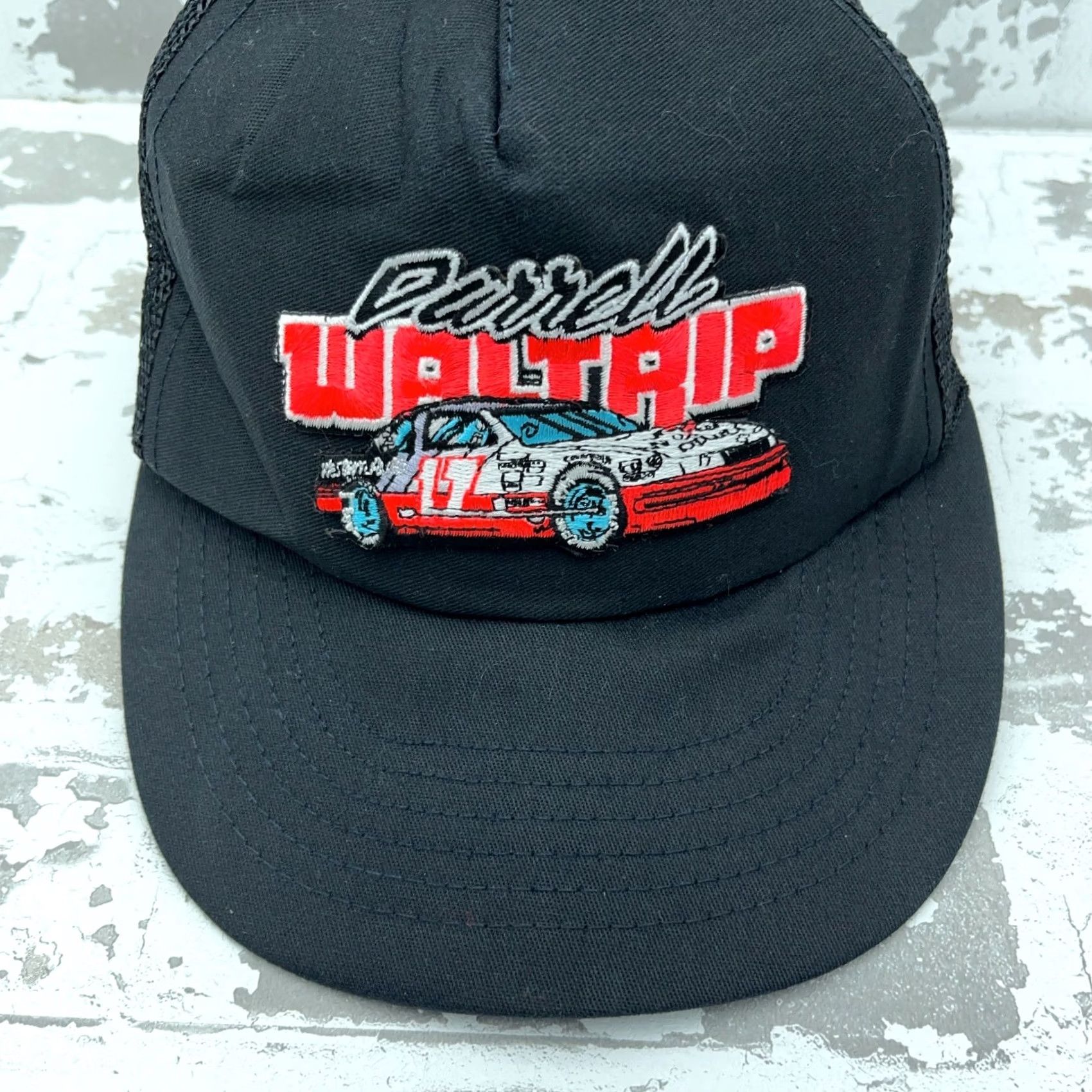 NASCAR VINTAGE Nascar Darrel Waltrip Patch Trucker Hat Cap Snapback USA Black 80s 90s Men Size ONE SIZE - 6 Thumbnail