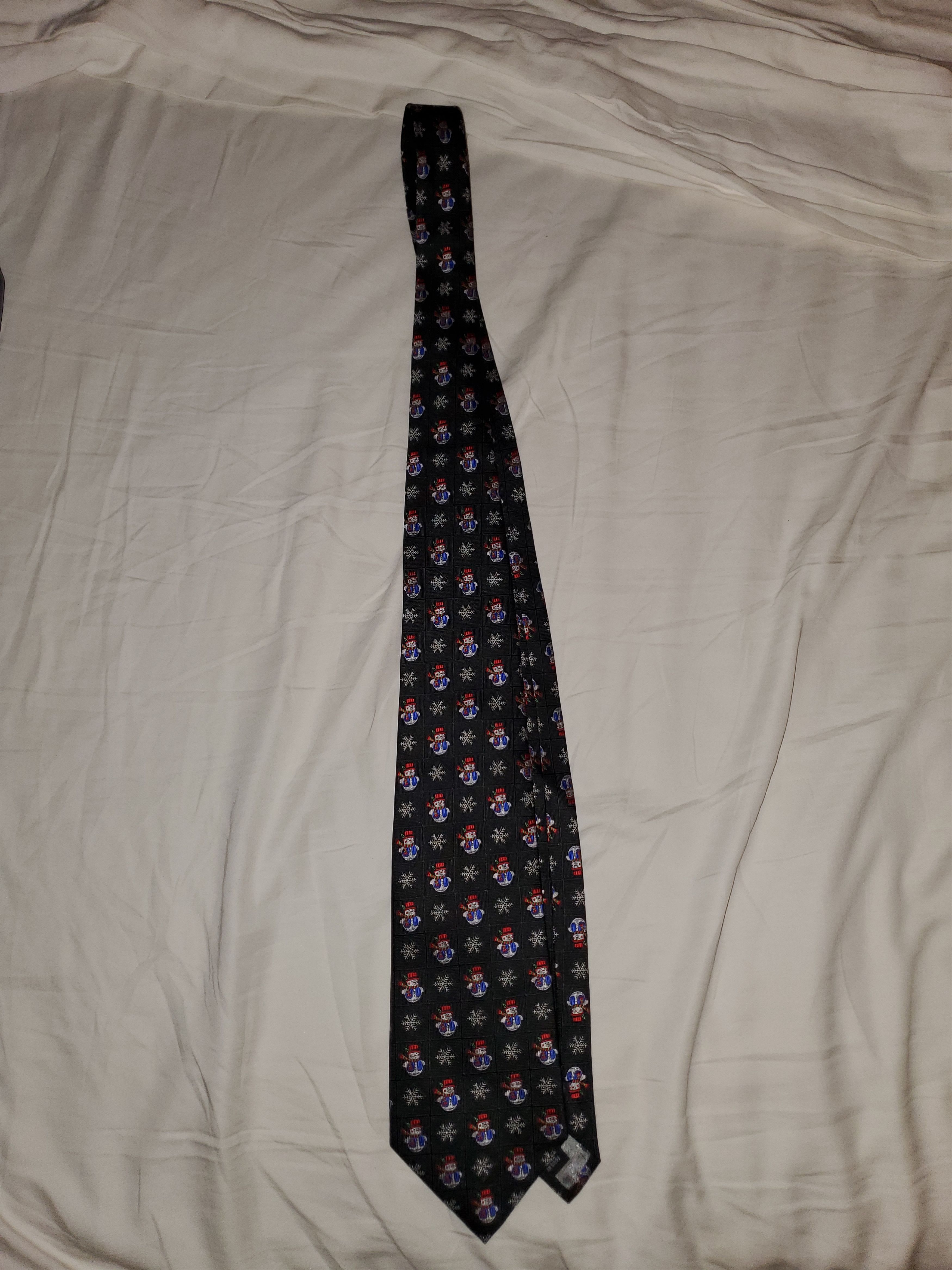Vintage Vintage 100% black silk christmas embroidered design tie Size ONE SIZE - 4 Thumbnail