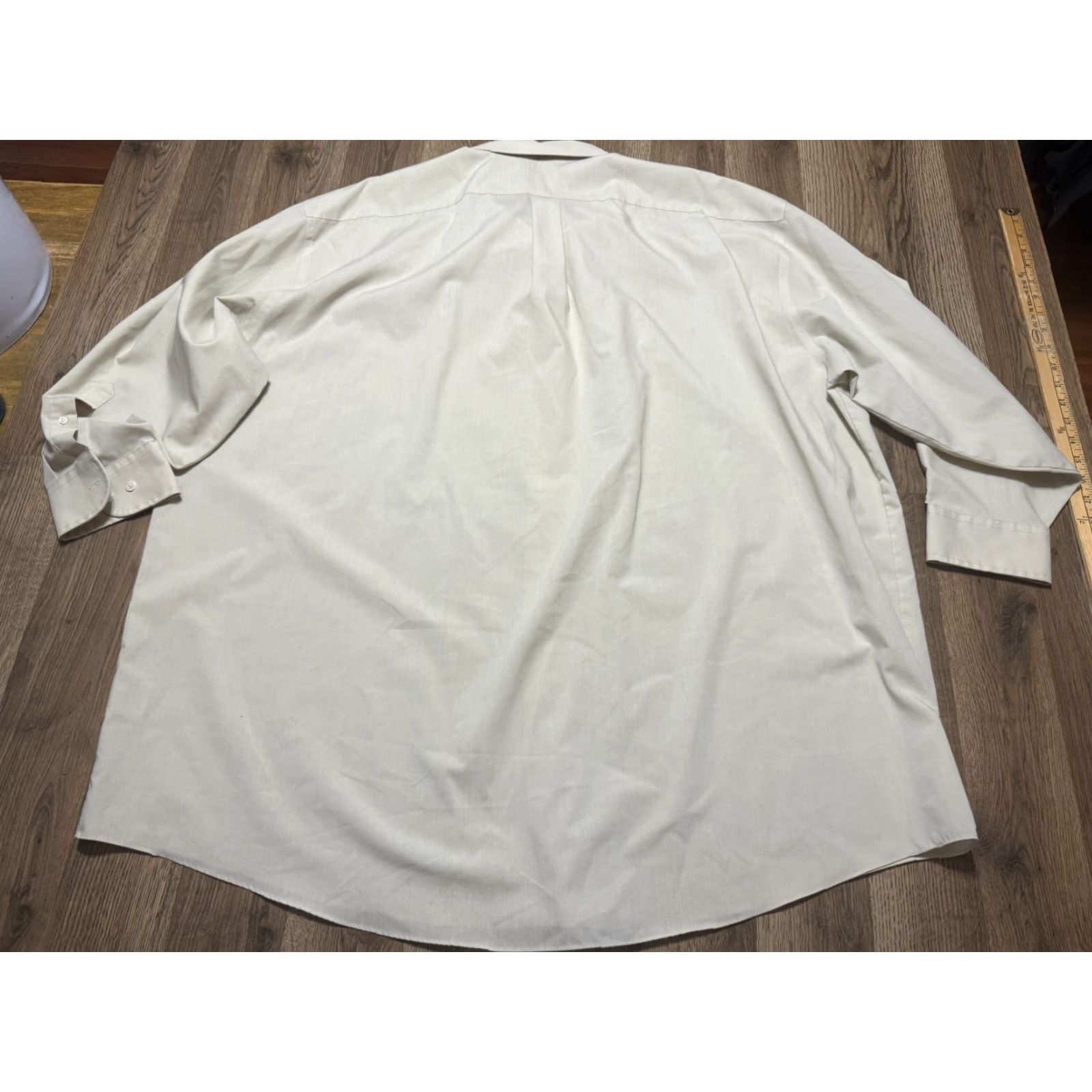 Stafford Stafford Shirt Mens Size 20 34-35 Cream Long Sleeve Button Up Wrinkle Free Ivory Cotton Size US XXL / EU 58 / 5 - 2 Thumbnail