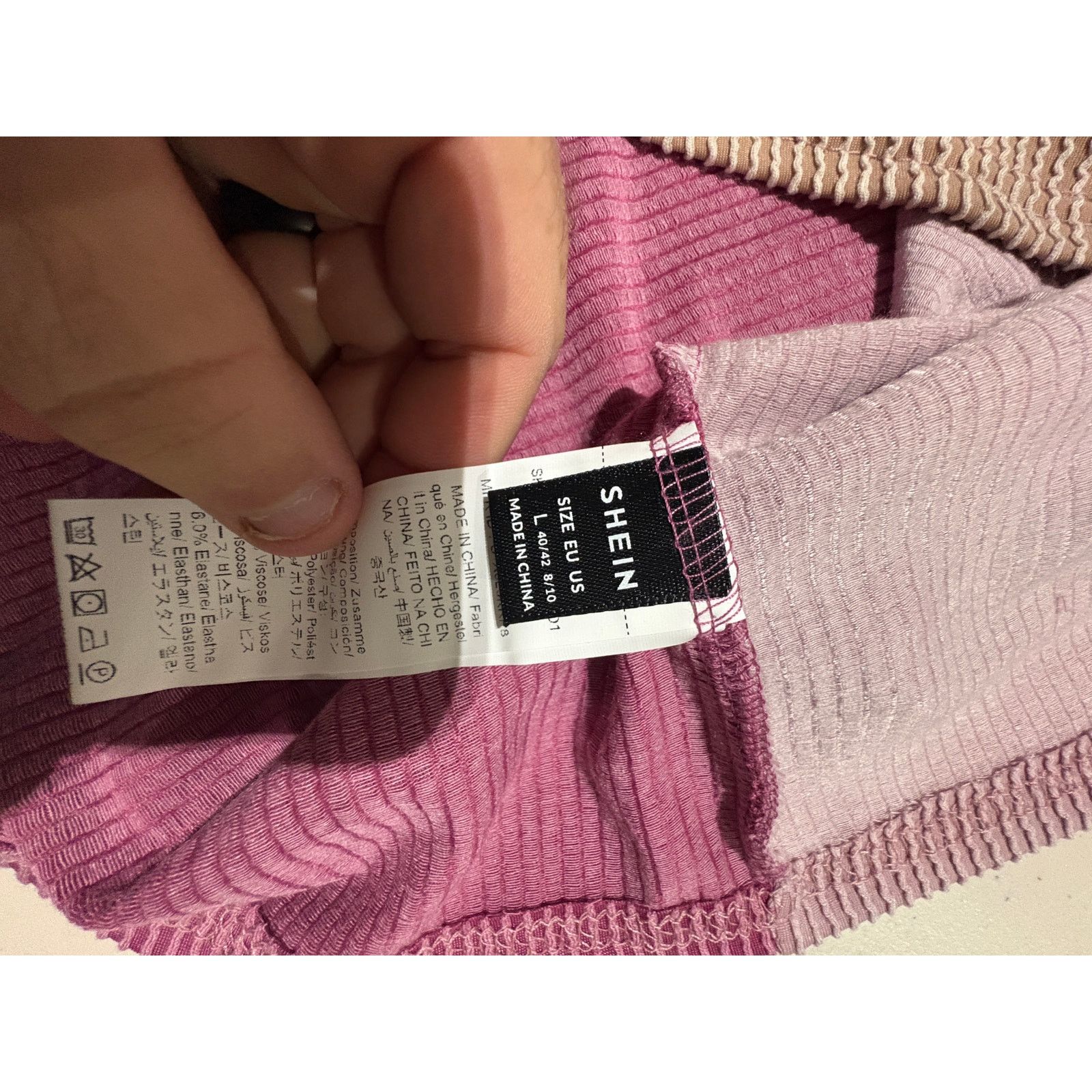 Shein SHEIN Women’s Size 8 Colorblock Ribbed Top Pink Short Sleeve Size L / US 10 / IT 46 - 3 Thumbnail