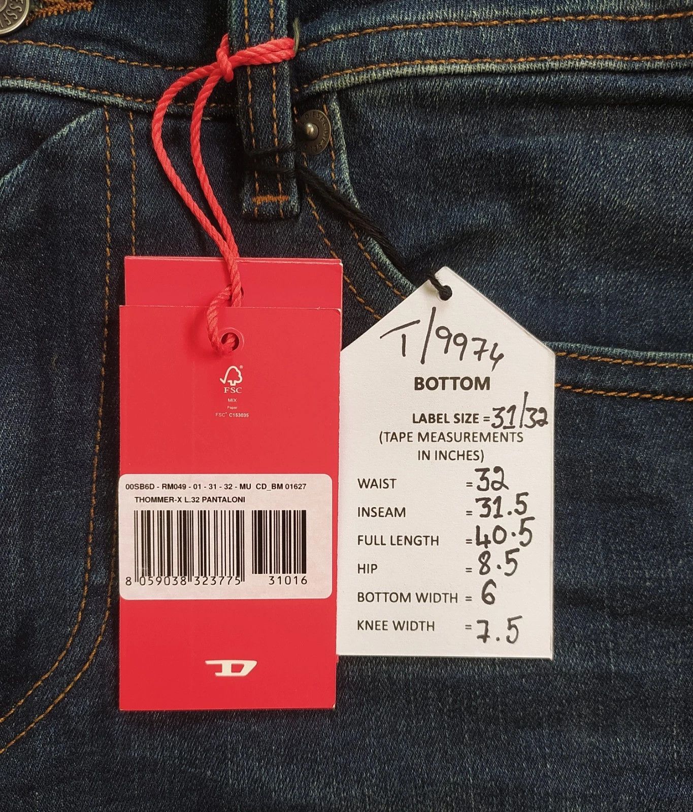 Diesel Diesel THOMMER-X-RM049 Men's Jean T 9974 Size US 31 - 5 Thumbnail