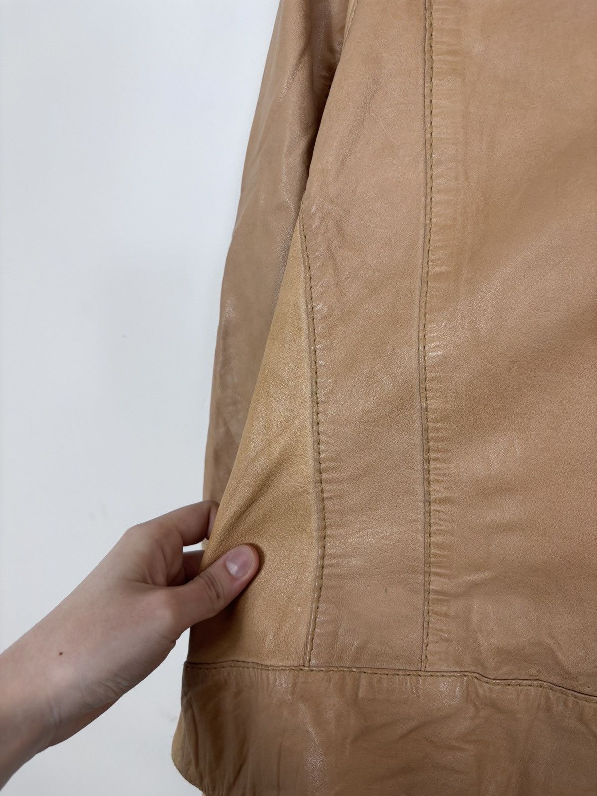 ARMA Arma Collection Women’s Beige Brown Biker Leather Jacket Size XL / US 12-14 / IT 48-50 - 21 Thumbnail