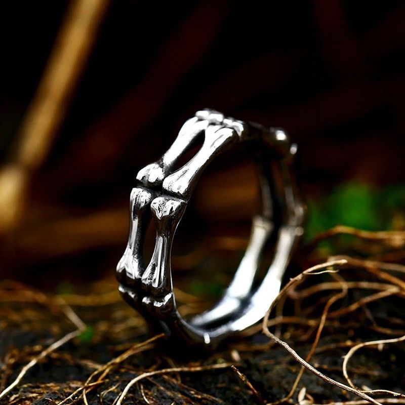 Jewelry Stainless Steel Skull Bone Ring Size ONE SIZE - 1 Thumbnail