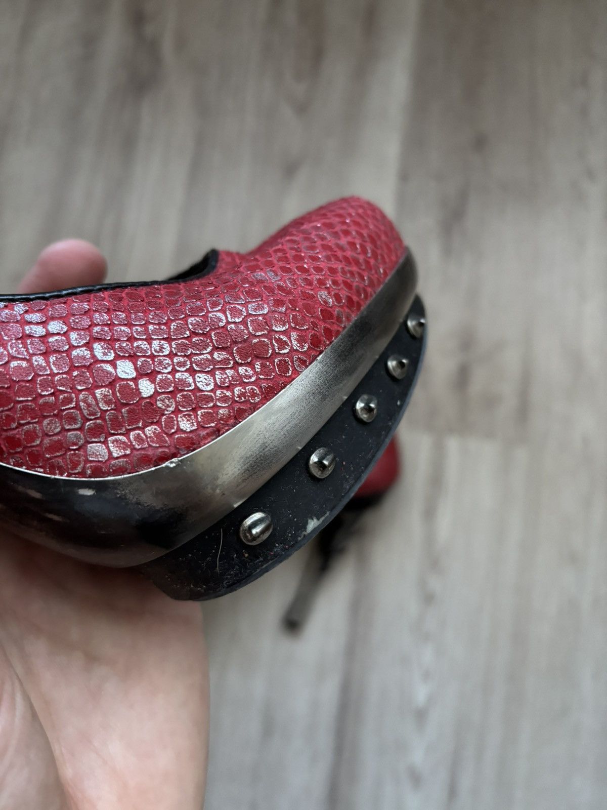 New Rock Red Snake Effect New Rock Heels with Studded Platform EU 40 Size US 9 / IT 39 - 19 Thumbnail