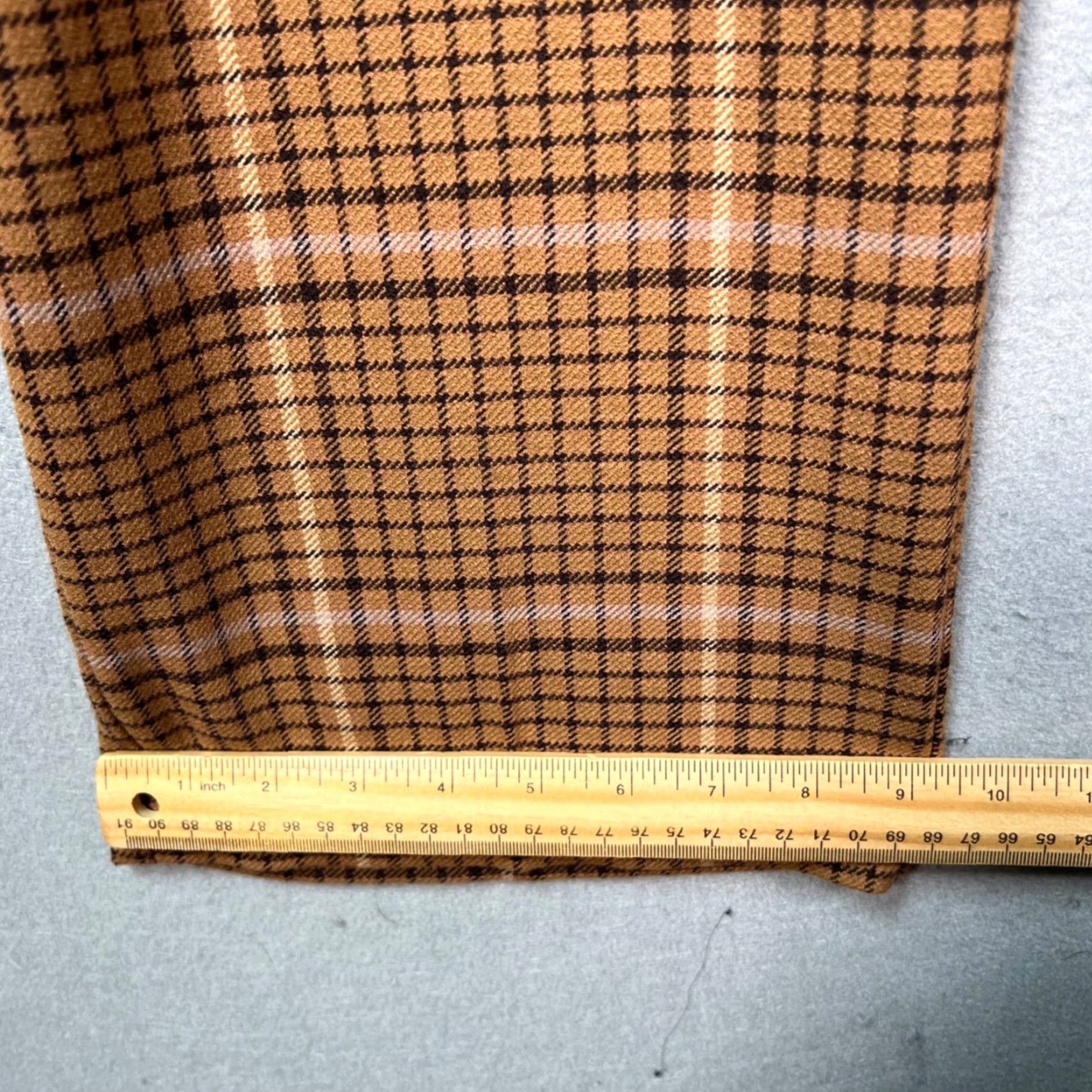 Vintage Wilfred Womens Brown High-Waisted Plaid Pleated Wide-Leg Pants Size 6 Size 28" / US 6 / IT 42 - 7 Thumbnail