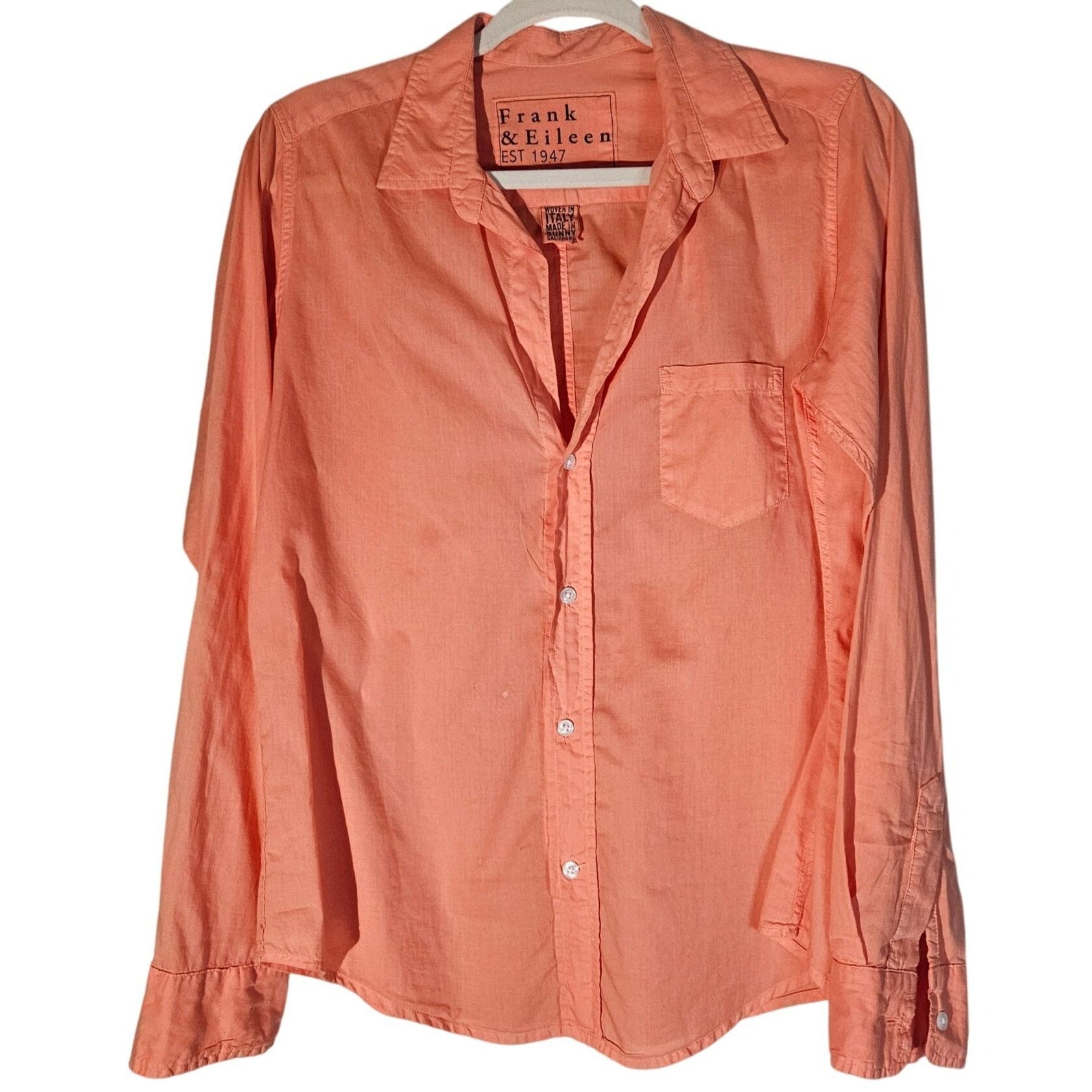Frank & Eileen Frank & Eileen Button-Up Shirt Coral Pink Small Coastal Chic Size S / US 4 / IT 40 - 1 Thumbnail