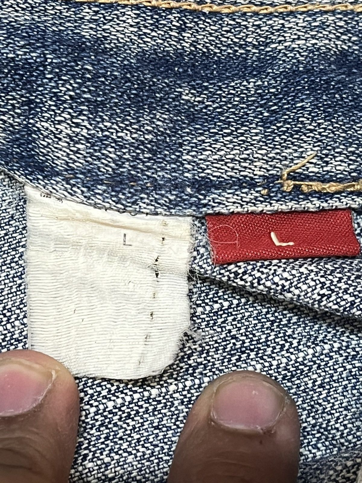 Beauty Beast × Le Grande Bleu (L.G.B.) Vintage Vie Emu Honeycomb Faded Denim Size US 33 - 13 Thumbnail