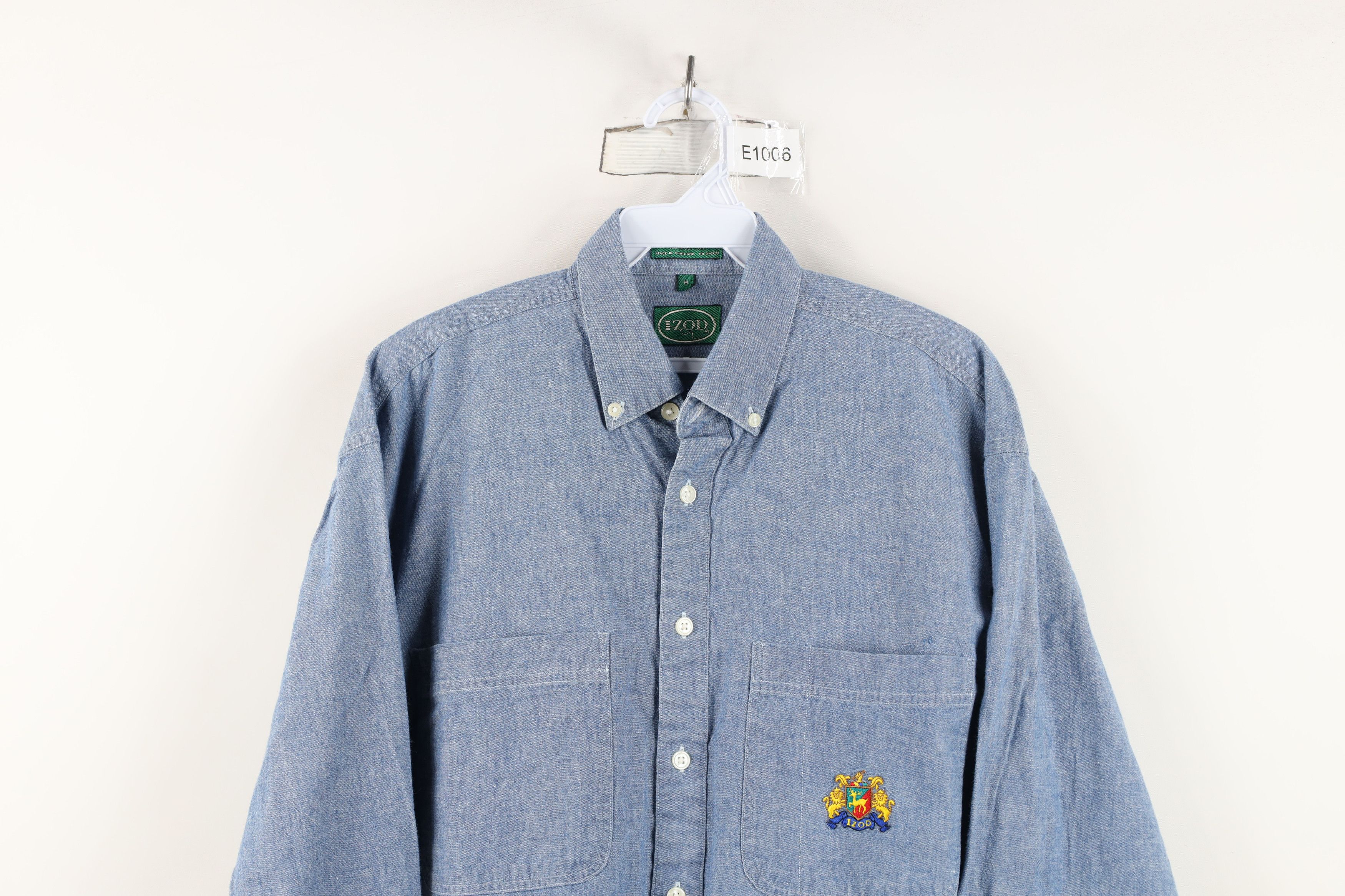 Izod Vtg 80s 90s Izod Crest Chambray Collared Button Down Shirt Size US M / EU 48-50 / 2 - 2 Thumbnail