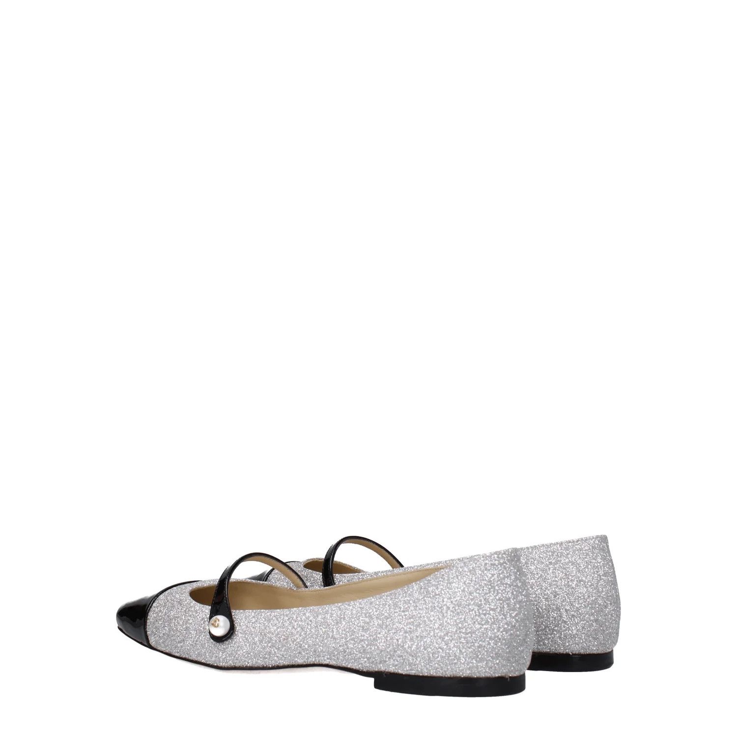 Jimmy Choo ob1o1e1124 Fabric Ballet Flats in Silver Black Size US 6 / IT 36 - 4 Thumbnail